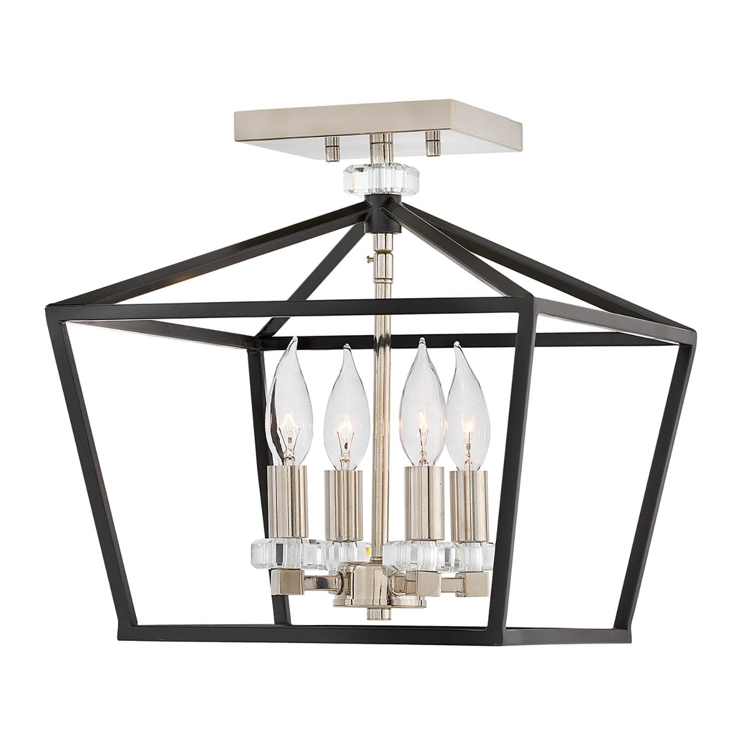 Lampadario Industrial Nordico Stinson Acciaio Nero E Nichel Lucido 4 Luci E14 in Lampadari LuceArt - Montecorvino Pugliano, commercioVirtuoso.it