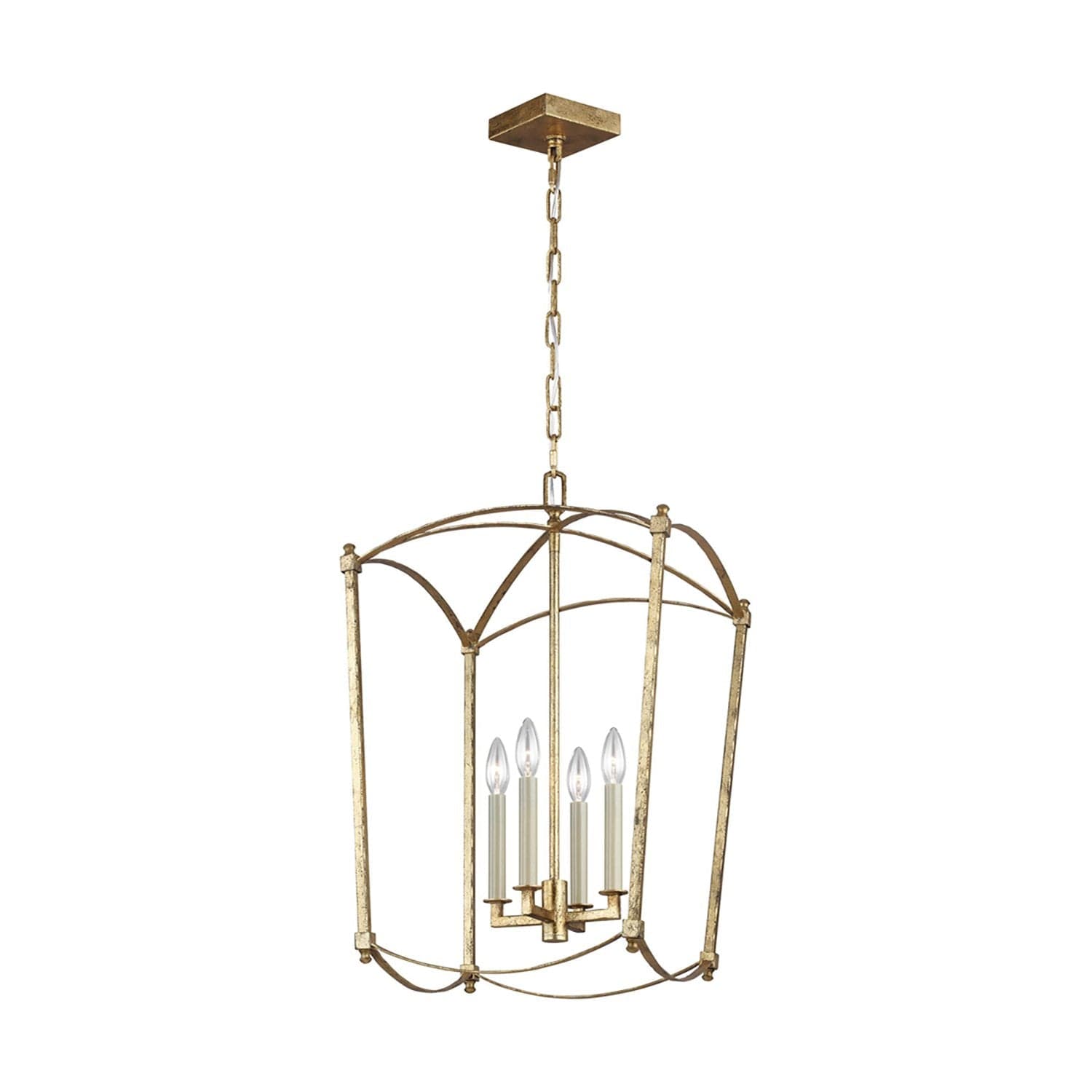 Lampadario Industrial Nordico Thayer Acciaio Doratura Anticata 4 Luci E14