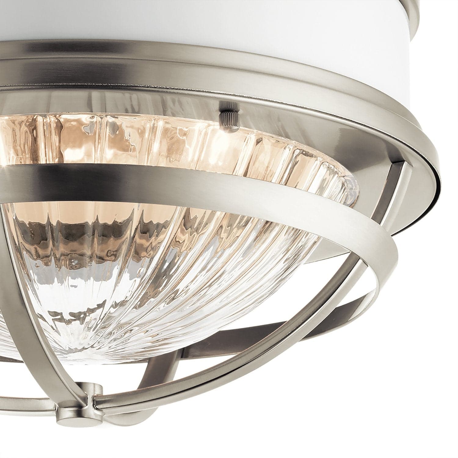 Plafoniera Contemporanea Tollis Acciaio Nichel Spazzolato Bianco 2 Luci E27 in Plafoniere LuceArt - Montecorvino Pugliano, commercioVirtuoso.it
