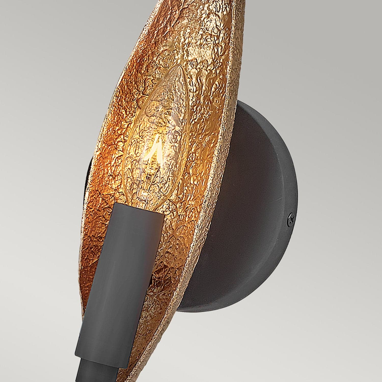 Applique Contemporanea Willow Acciaio Nero Carbone Oro Deluxe Oro 1 Luce E14 in Applique LuceArt - Montecorvino Pugliano, commercioVirtuoso.it