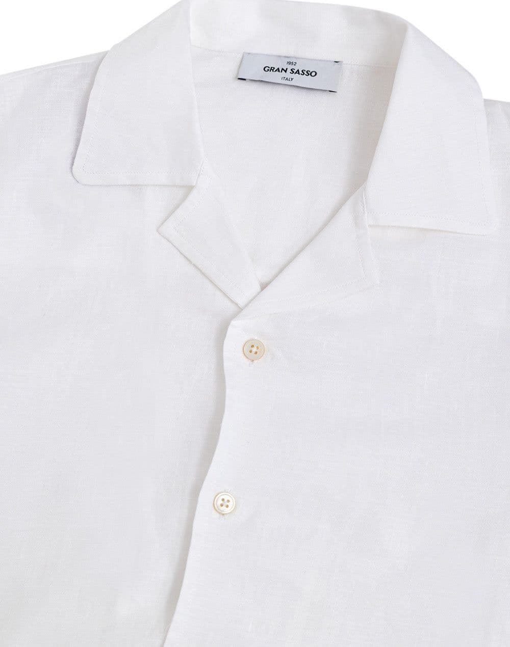 Gran Sasso Camicia Bianca in Lino da uomo in Camicie casual Drestige - Casamassima, commercioVirtuoso.it