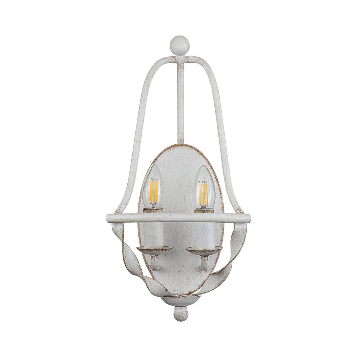 Applique Industrial Nordico Bradbury Acciaio Bianco Antico 2 Luci E14 in Applique LuceArt - Montecorvino Pugliano, commercioVirtuoso.it