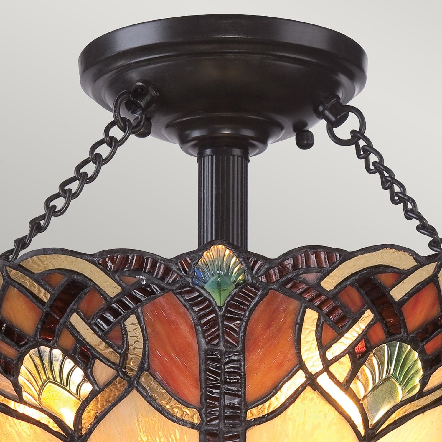 Lampadario Tiffany Cambridge Acciaio Bronzo Vintage 2 Luci E27 in Lampade a sospensione LuceArt - Montecorvino Pugliano, commercioVirtuoso.it