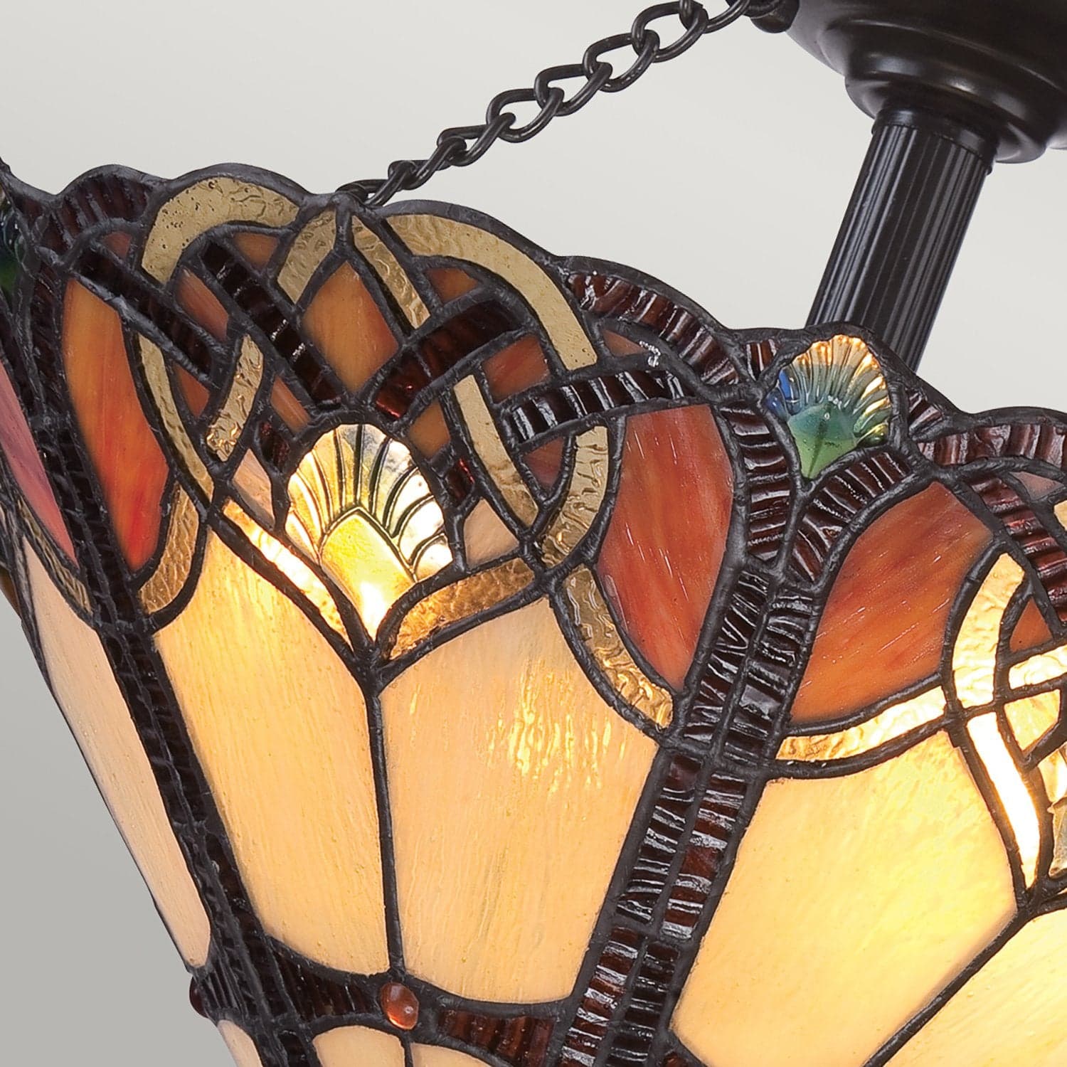 Lampadario Tiffany Cambridge Acciaio Bronzo Vintage 2 Luci E27 in Lampade a sospensione LuceArt - Montecorvino Pugliano, commercioVirtuoso.it
