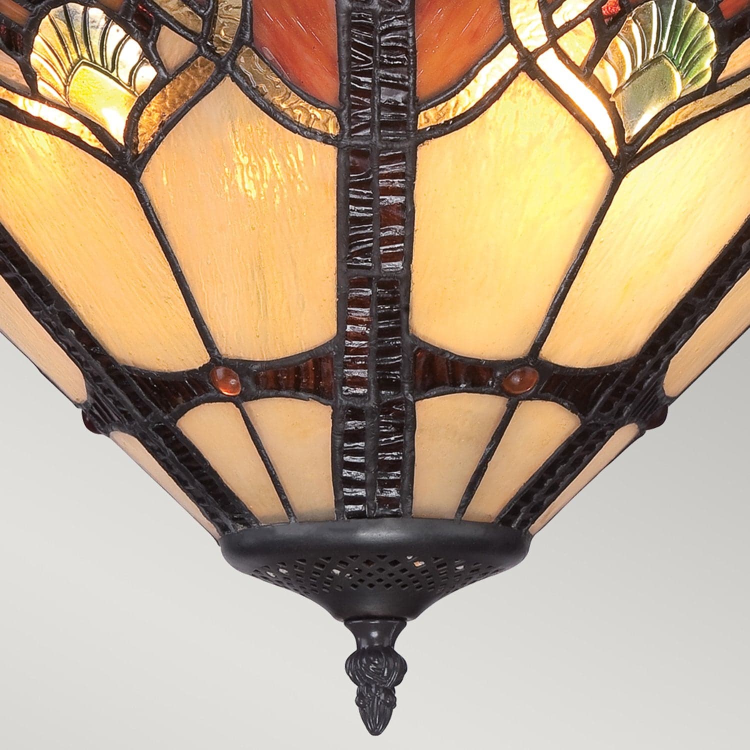 Lampadario Tiffany Cambridge Acciaio Bronzo Vintage 2 Luci E27 in Lampade a sospensione LuceArt - Montecorvino Pugliano, commercioVirtuoso.it