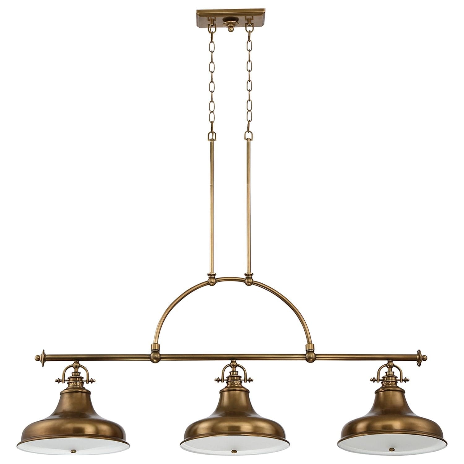 Lampadario Industrial Nordico Emery Metallo Ottone Anticato 3 Luci E27 in Lampade a sospensione LuceArt - Montecorvino Pugliano, commercioVirtuoso.it
