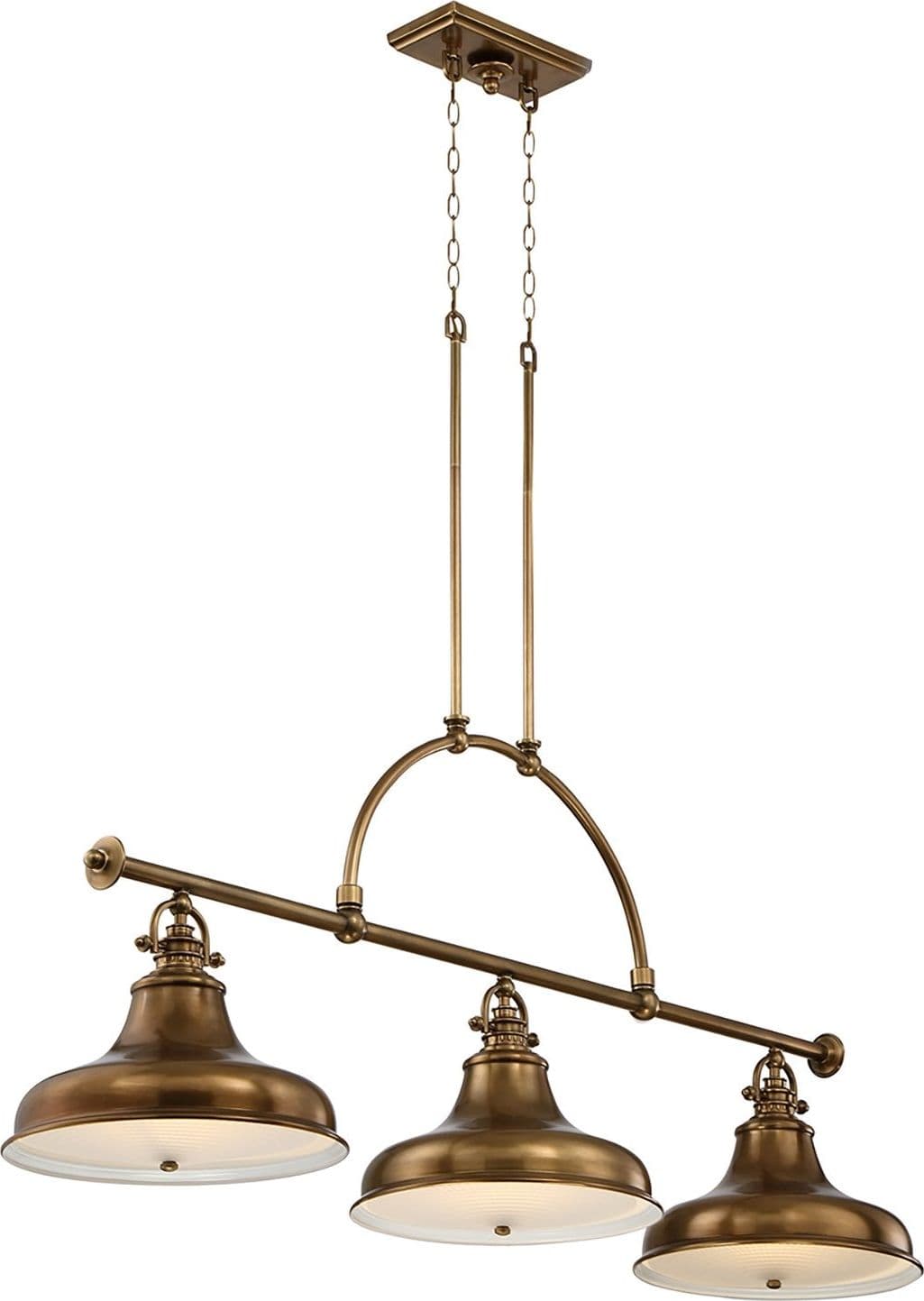 Lampadario Industrial Nordico Emery Metallo Ottone Anticato 3 Luci E27 in Lampade a sospensione LuceArt - Montecorvino Pugliano, commercioVirtuoso.it
