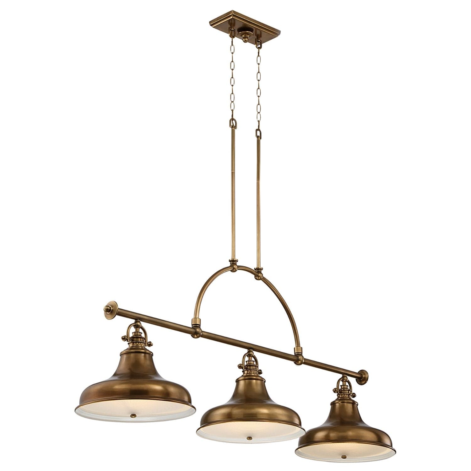 Lampadario Industrial Nordico Emery Metallo Ottone Anticato 3 Luci E27 in Lampade a sospensione LuceArt - Montecorvino Pugliano, commercioVirtuoso.it