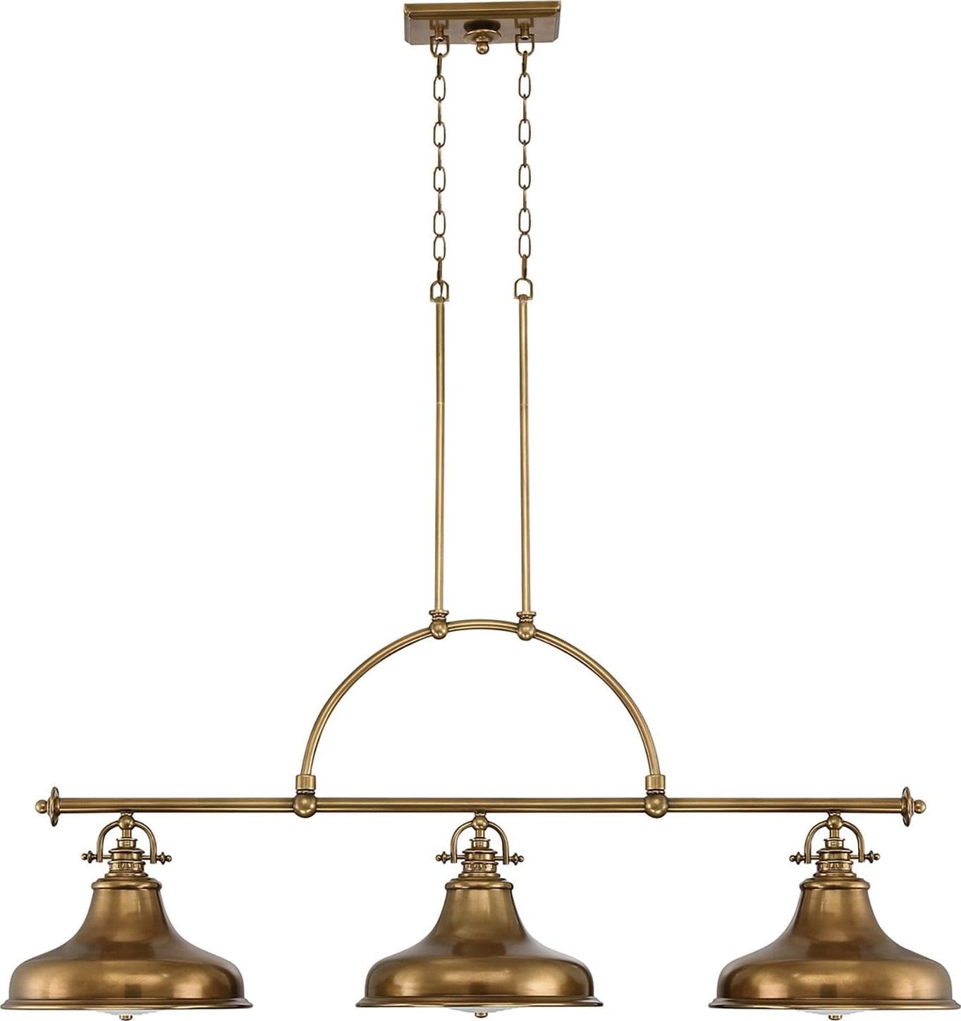 Lampadario Industrial Nordico Emery Metallo Ottone Anticato 3 Luci E27 in Lampade a sospensione LuceArt - Montecorvino Pugliano, commercioVirtuoso.it