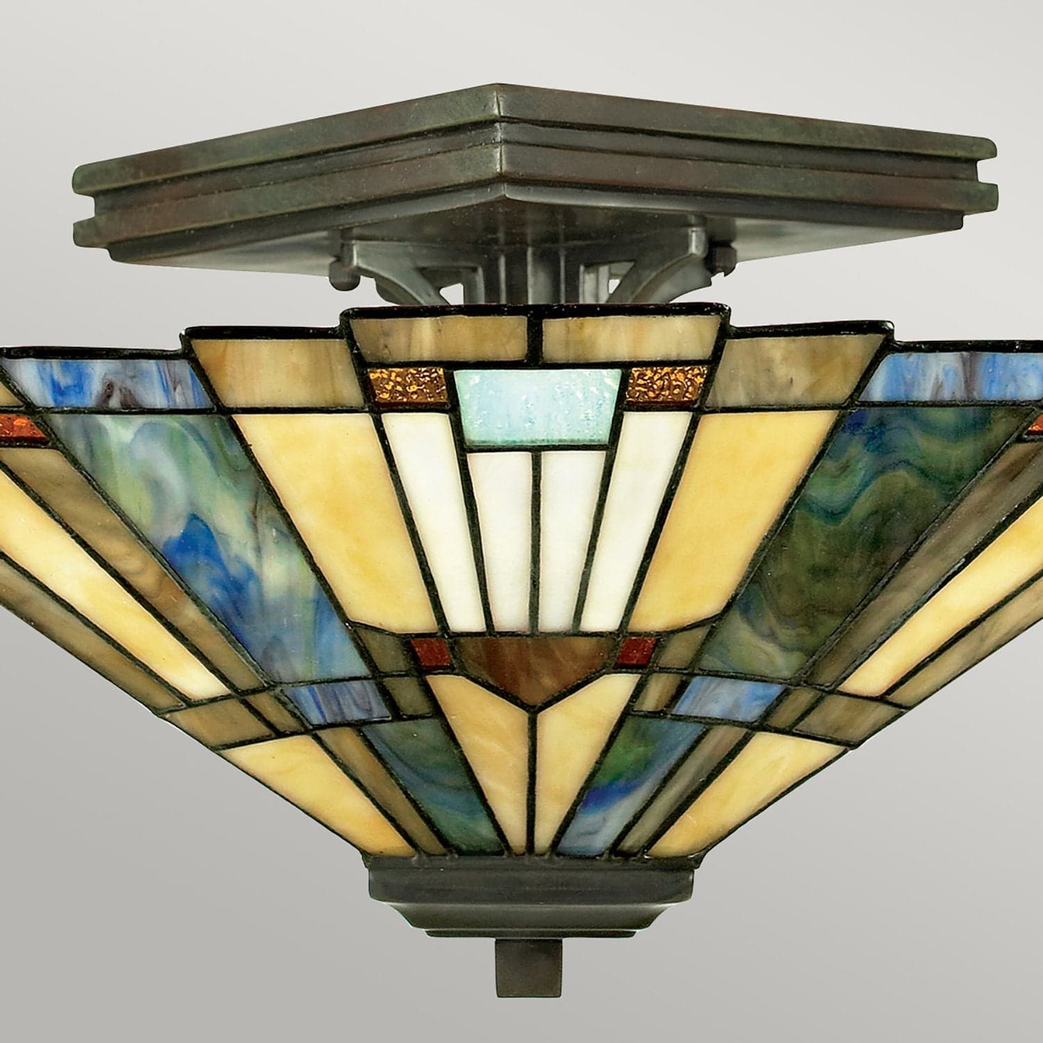 Lampadario Tiffany Inglenook Metallo Bronzo Valiant 2 Luci E27 in Lampade a sospensione LuceArt - Montecorvino Pugliano, commercioVirtuoso.it