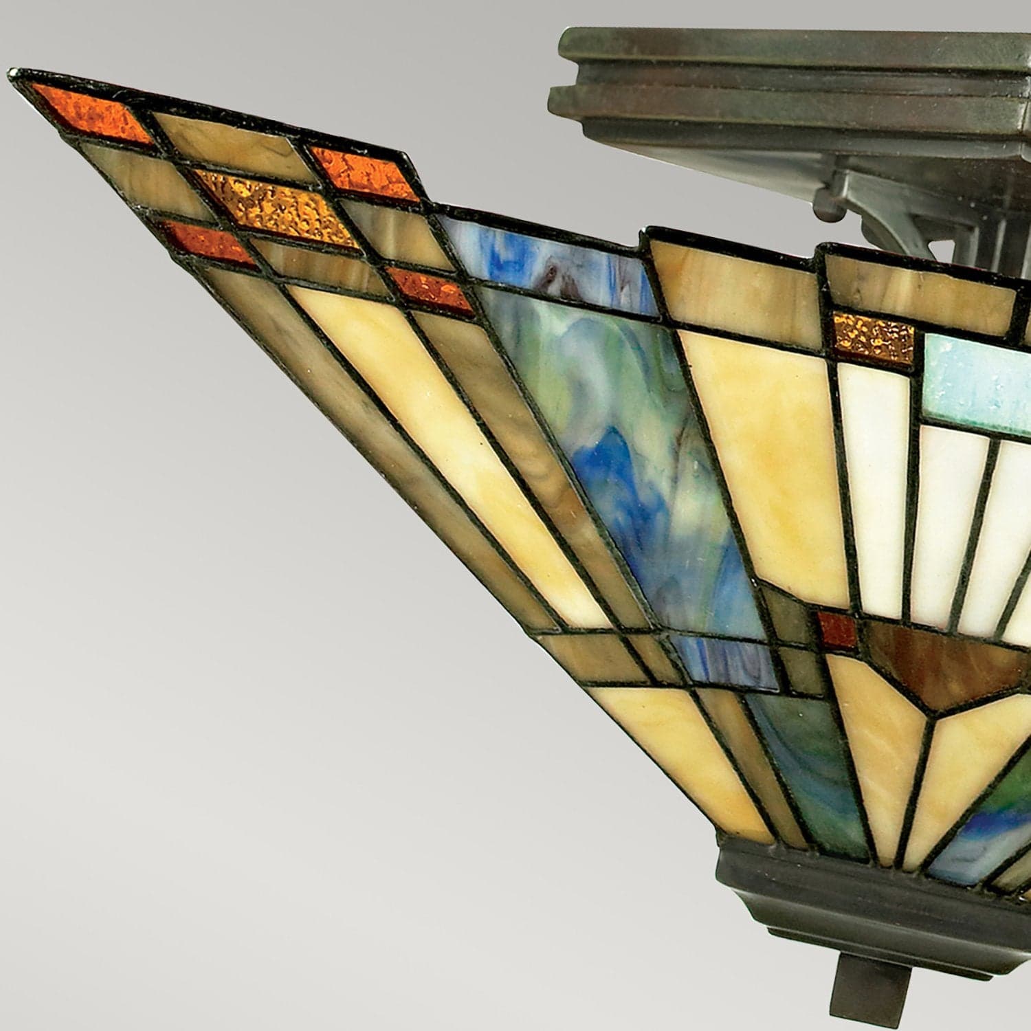 Lampadario Tiffany Inglenook Metallo Bronzo Valiant 2 Luci E27 in Lampade a sospensione LuceArt - Montecorvino Pugliano, commercioVirtuoso.it