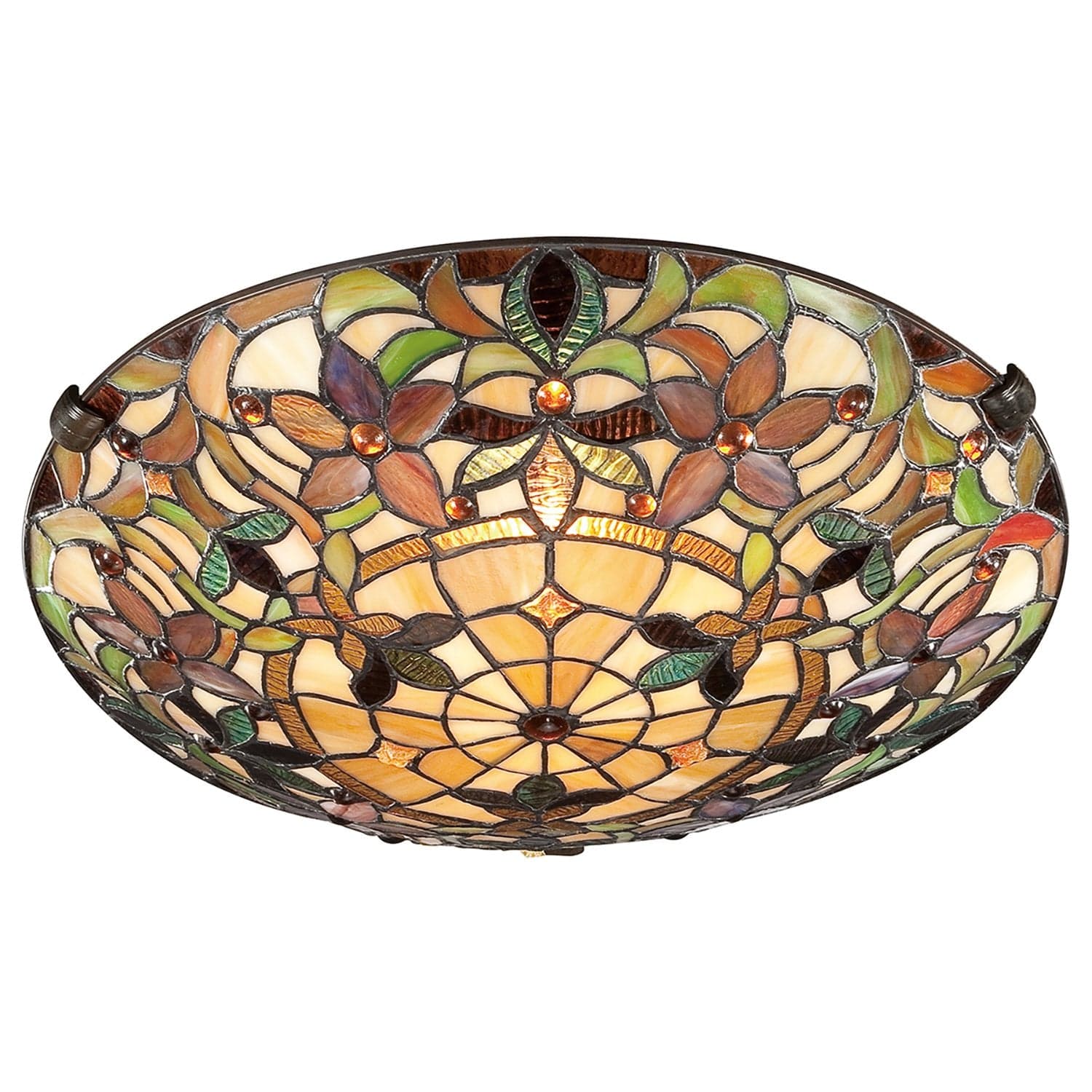 Plafoniera Tiffany Kami Metallo Bronzo Vintage 2 Luci E27 in Plafoniere LuceArt - Montecorvino Pugliano, commercioVirtuoso.it