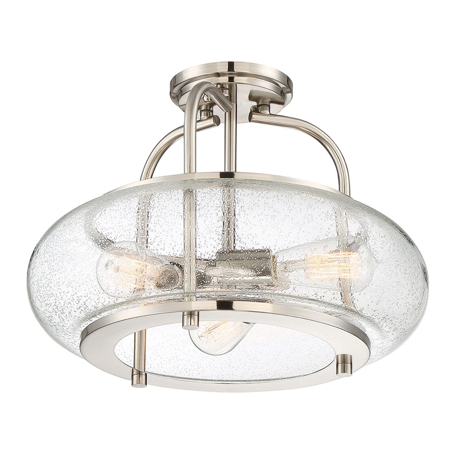 Lampadario Industrial Nordico Trilogy Metallo Nichel Spazzolato 3 Luci E27 in Lampade a sospensione LuceArt - Montecorvino Pugliano, commercioVirtuoso.it