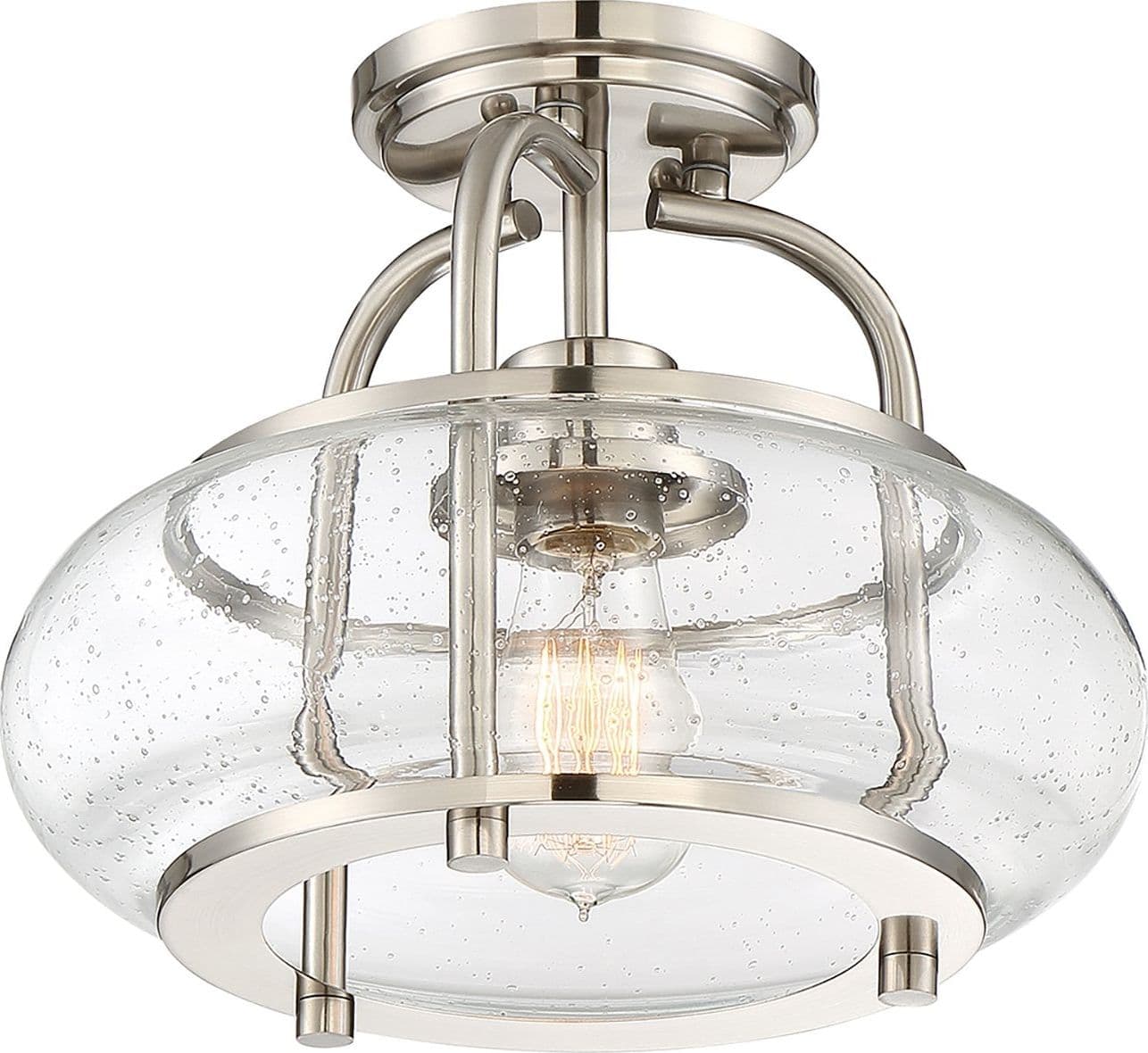Sospensione Industrial Nordica Trilogy Metallo Nichel Spazzolato 1 Luce E27 in Lampade a sospensione LuceArt - Montecorvino Pugliano, commercioVirtuoso.it
