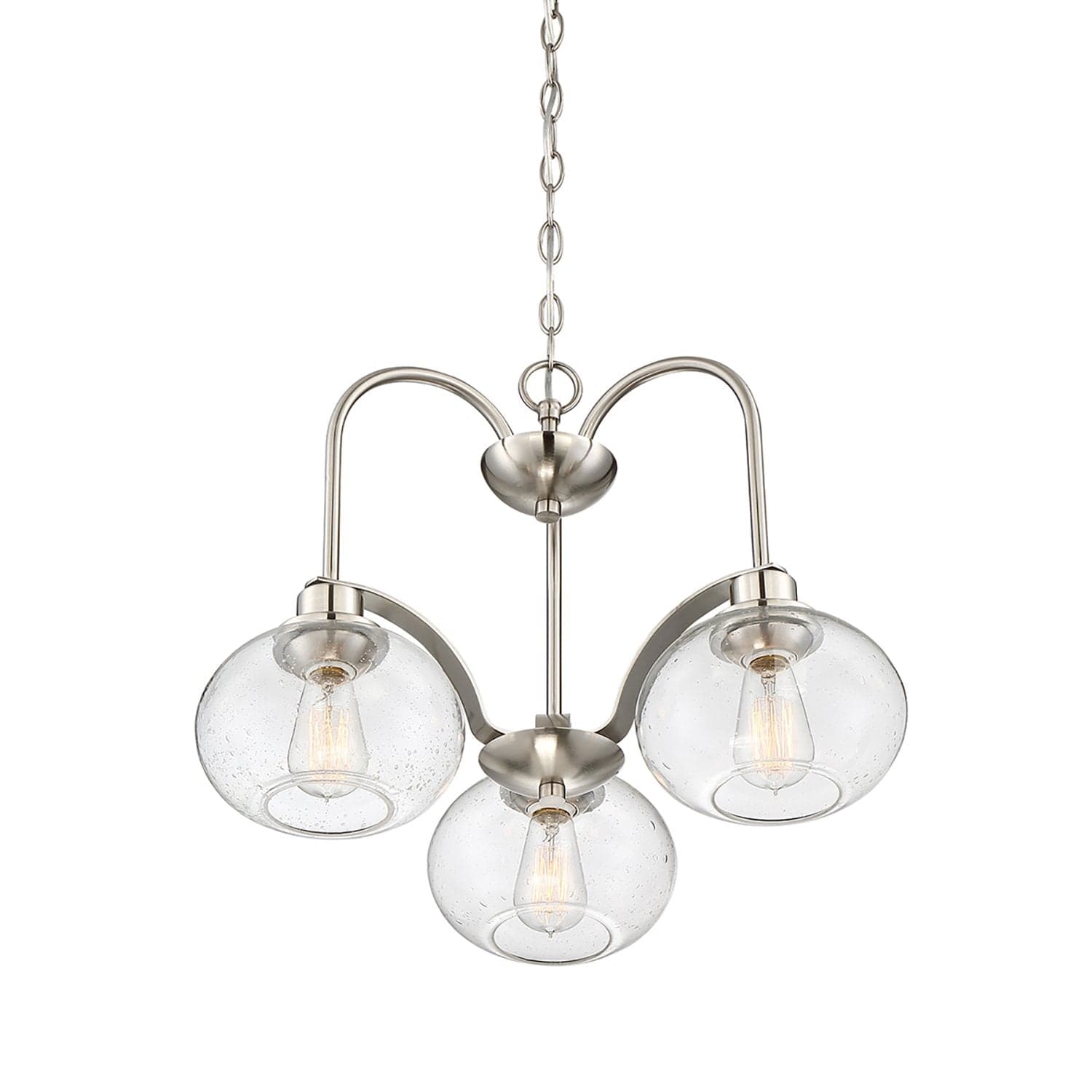 Lampadario Industrial Trilogy Metallo Nichel Spazzolato 3 Luci E27 3 Diffusori in Lampade a sospensione LuceArt - Montecorvino Pugliano, commercioVirtuoso.it