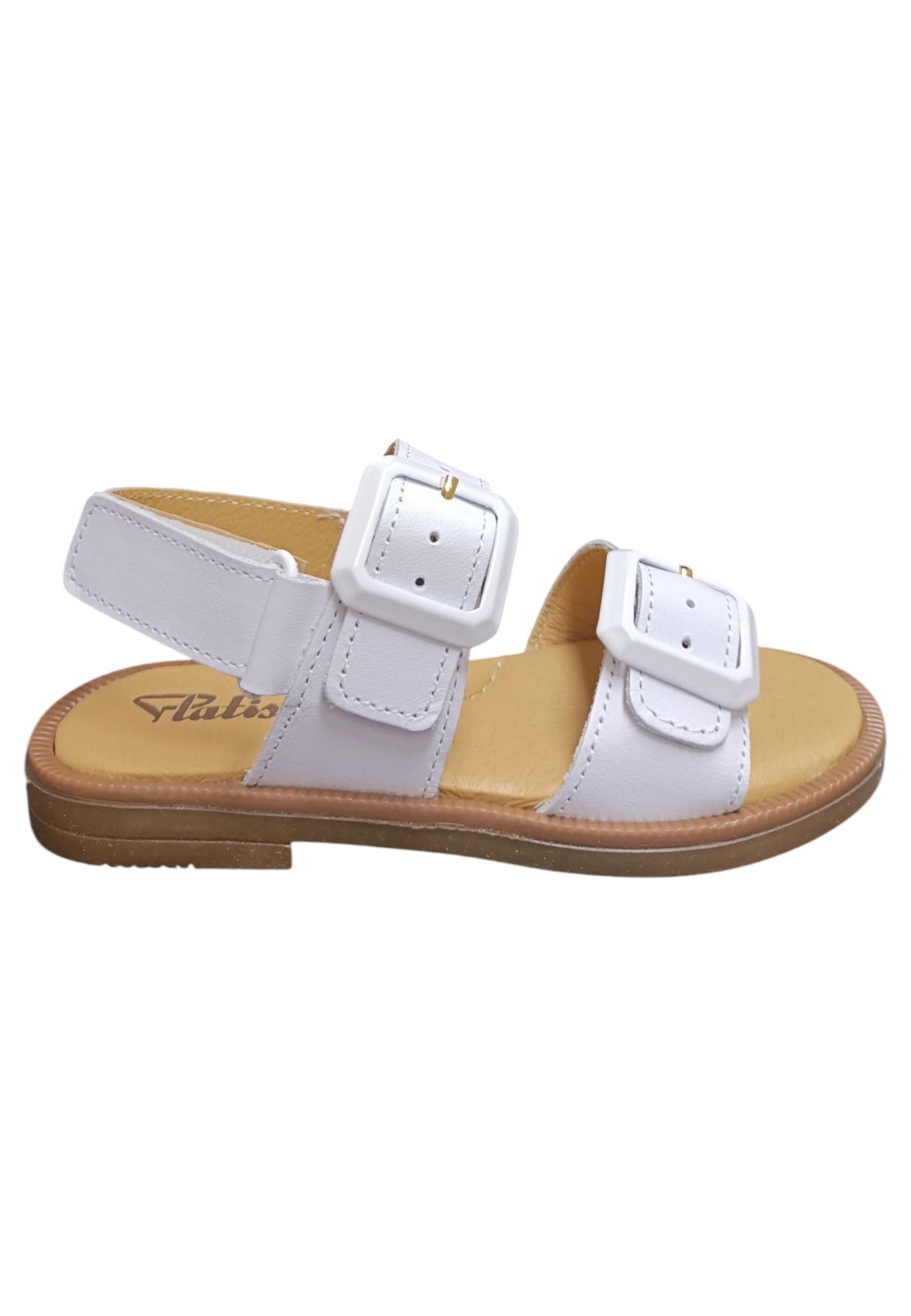 Sandalo bambina Platis Open Classic bianco pelle - Sandalo da passeggio con velcro - 6