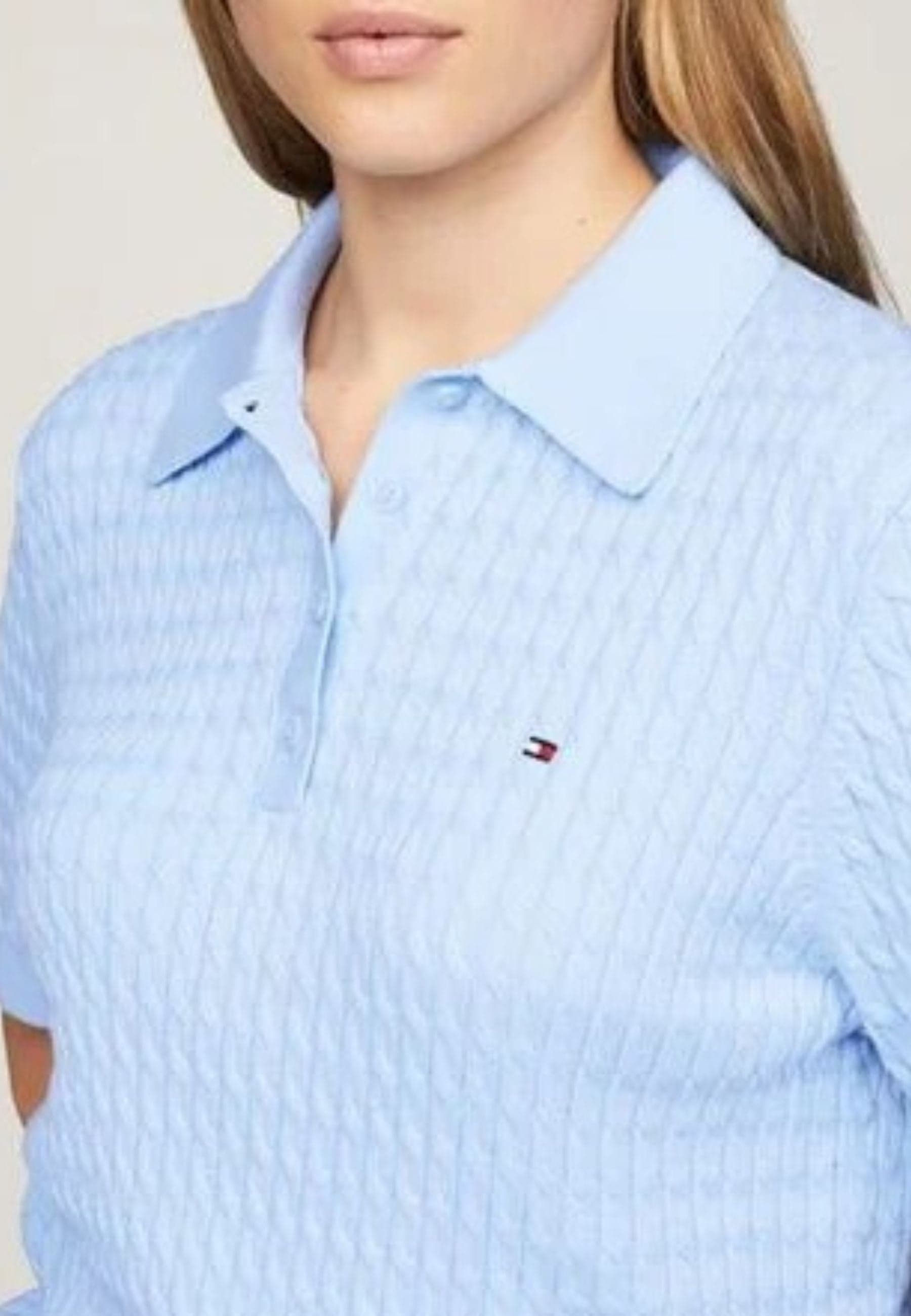 Tommy Hilfiger POLO CO CABLE FINE GG POLO SWEATER SS da donna in Polo Drestige - Casamassima, commercioVirtuoso.it