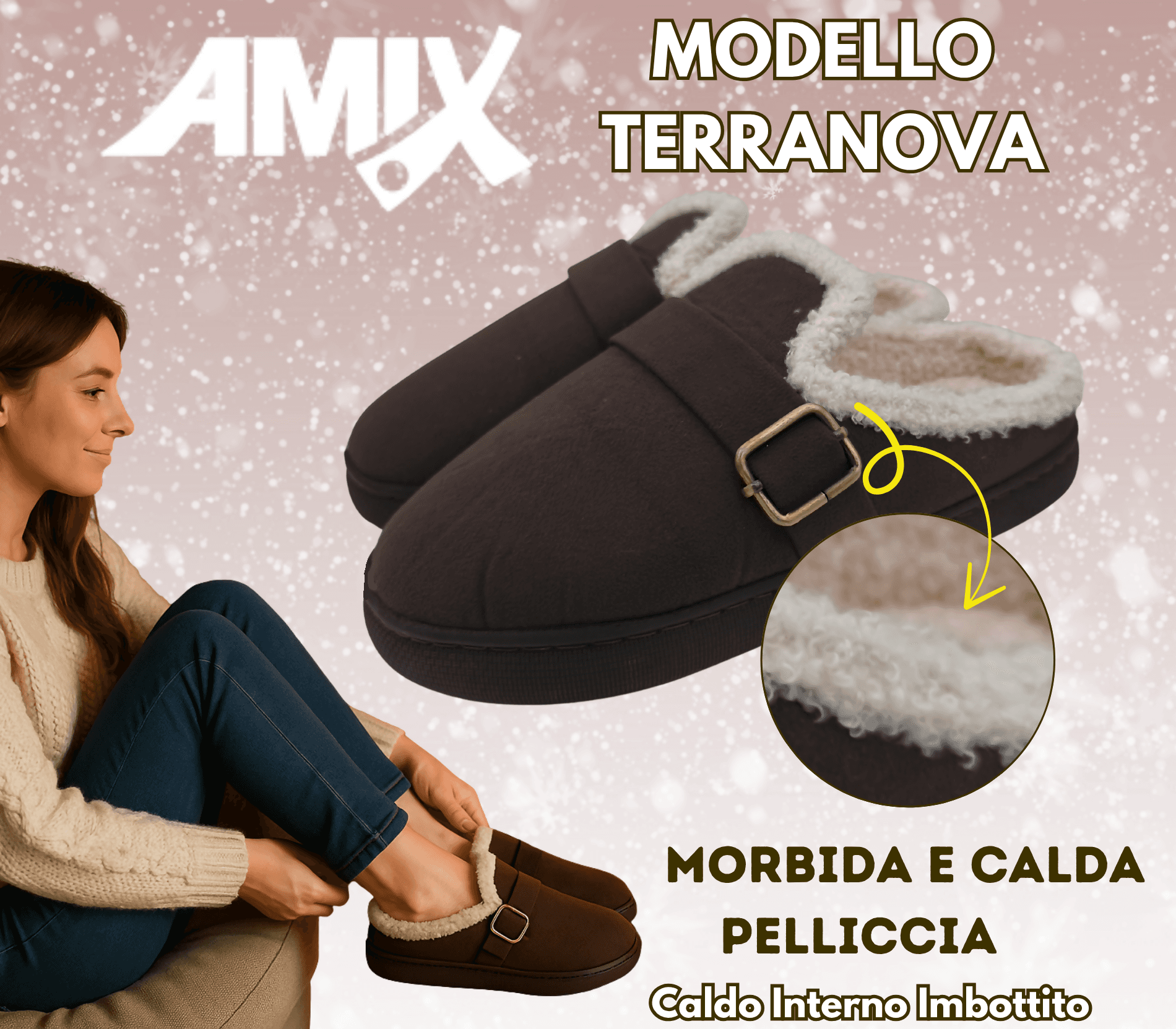 Terranova ciabatte donna invernali con pelo, calde pantofole peluche in memory foam, confort stravolgente in Ciabatte moda Primo Calzature - Venezia, commercioVirtuoso.it