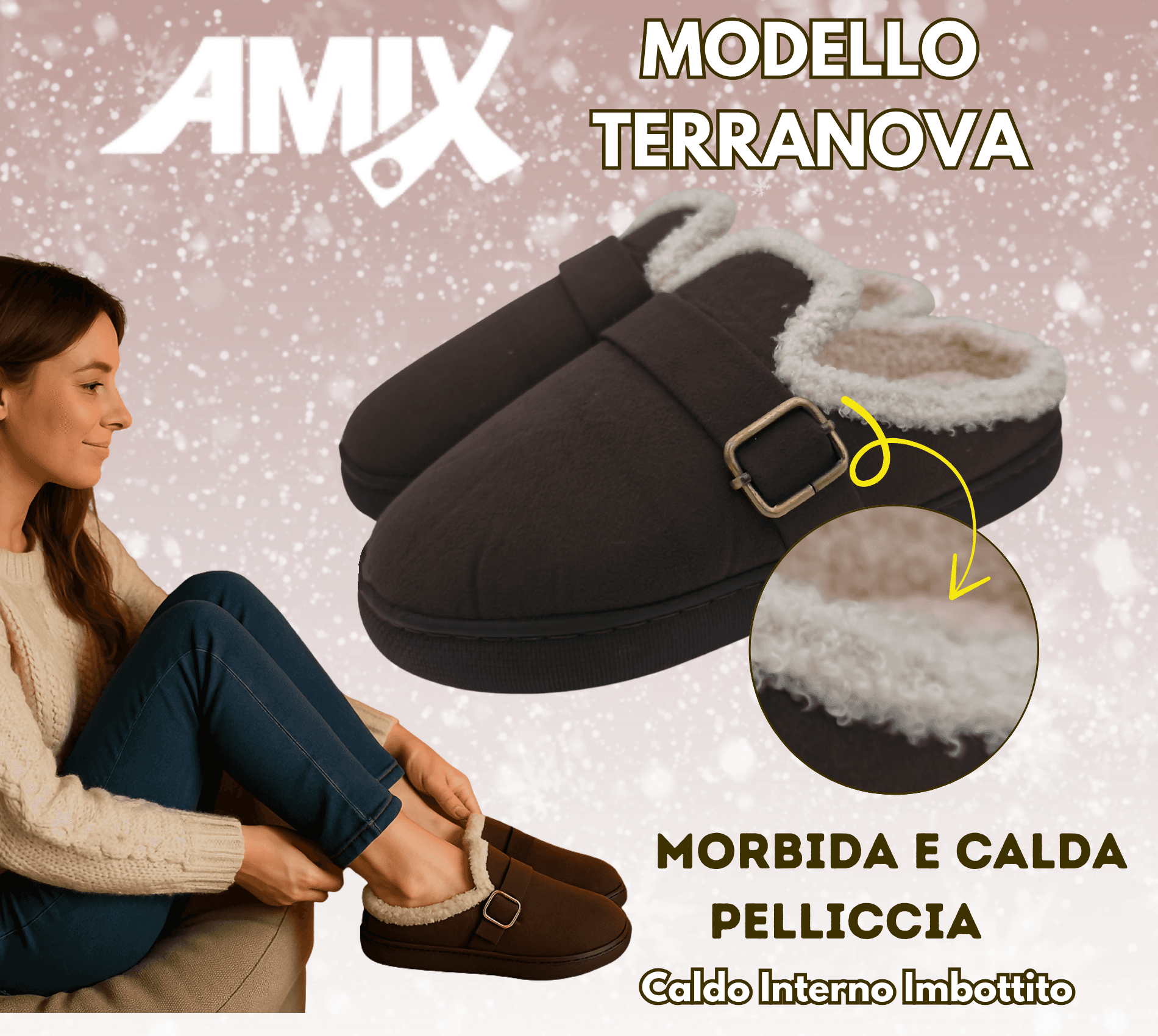 Terranova ciabatte donna invernali con pelo, calde pantofole peluche in memory foam, confort stravolgente in Ciabatte moda Primo Calzature - Venezia, commercioVirtuoso.it