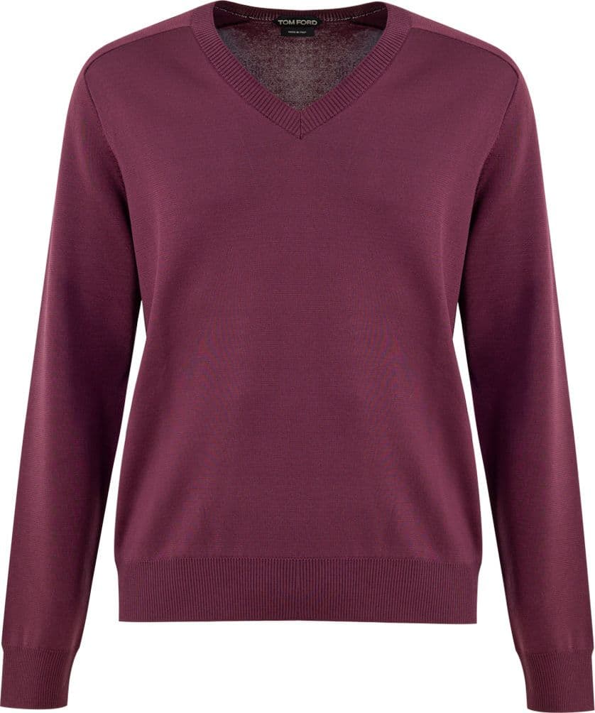 Tom Ford Maglione V-Neck in Seta Viola