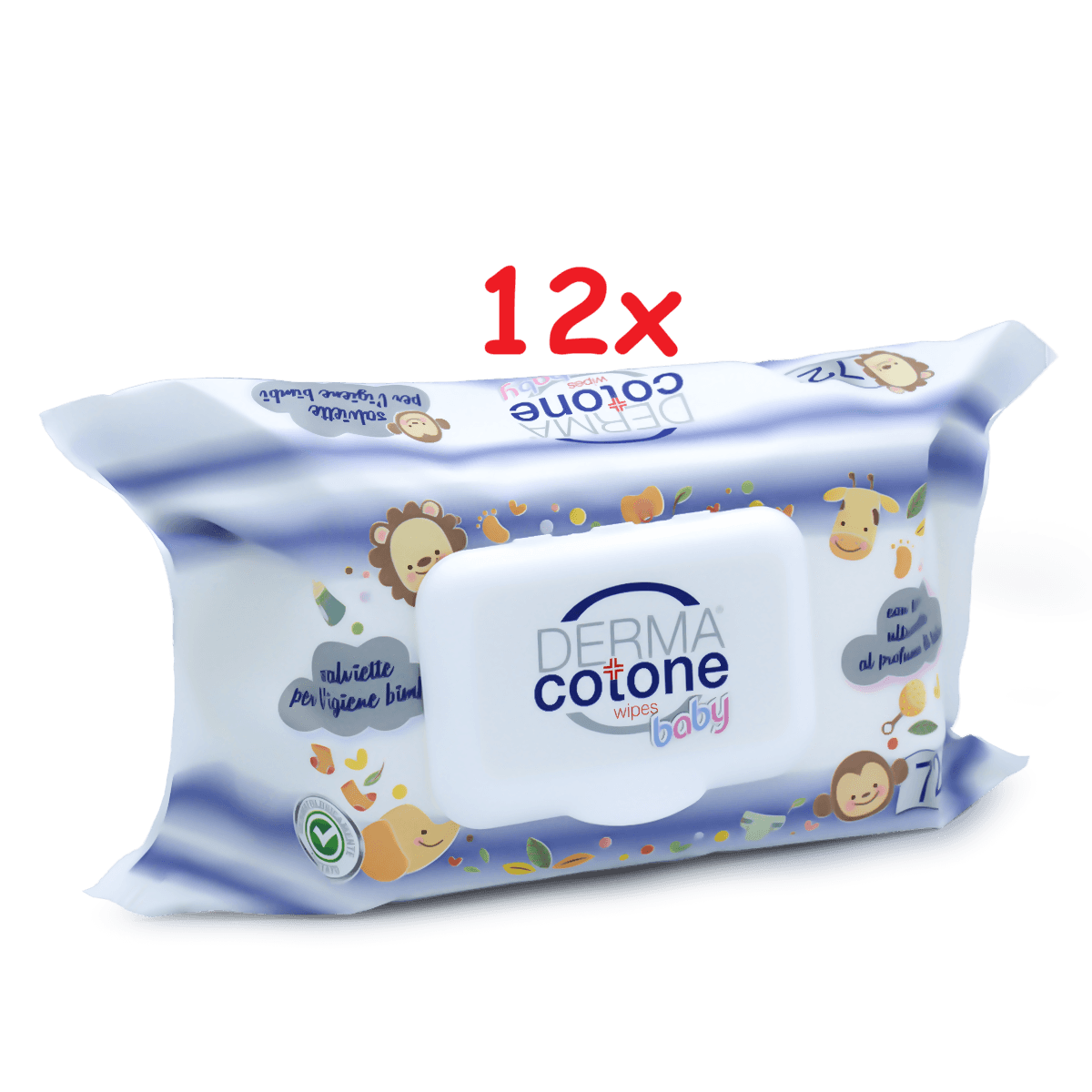 DERMACOTONE Baby Salviettine Detergenti delicate ed emollienti - profumo TALCO - per pelli sensibili - 12 pacchi da 72 salviettine - 864 salviettine in Salviette detergenti Sanitaria Gioia del Bimbo - Villa San Giovanni, commercioVirtuoso.it