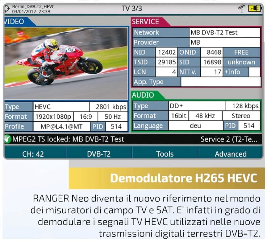 Misuratore di campo combo PROMAX RANGER NEO SE DVB-S2/DVB-T2 H.265 HEVC 10Bit SCR dCSS Multistream in Rilevatori di satellite DFP Elettronica Store - Scafati, commercioVirtuoso.it