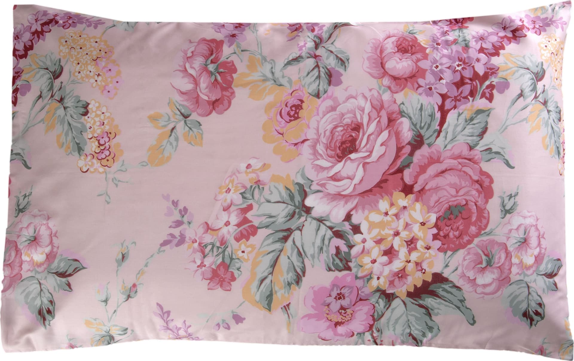 Completo letto lenzuola stampato stampa fantasia in raso di puro di cotone made in Italy MATRIMONIALE PRIMAVERA ROSA - Vanita di raso