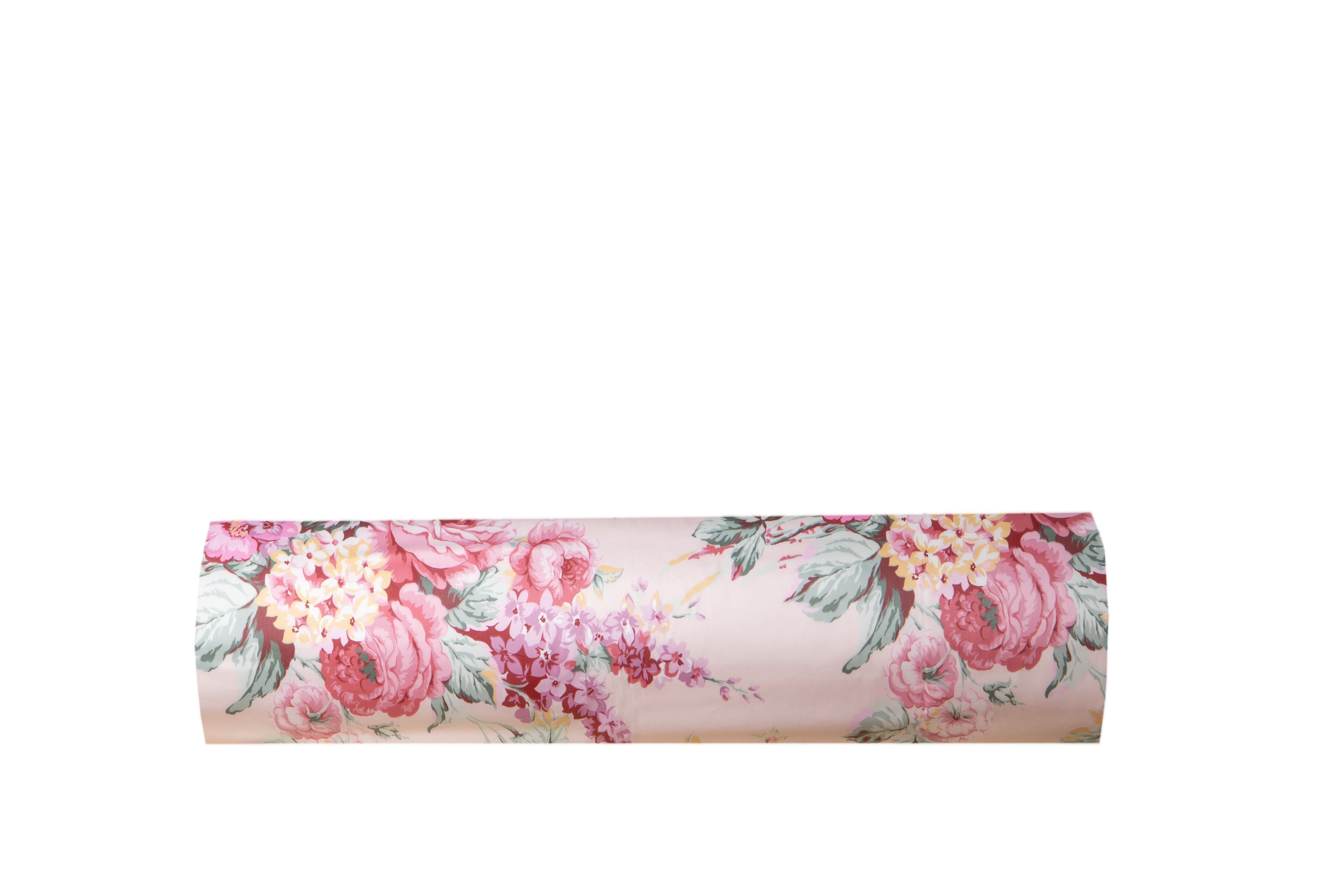 Completo letto lenzuola stampato stampa fantasia in raso di puro di cotone made in Italy MATRIMONIALE PRIMAVERA ROSA - Vanita di raso