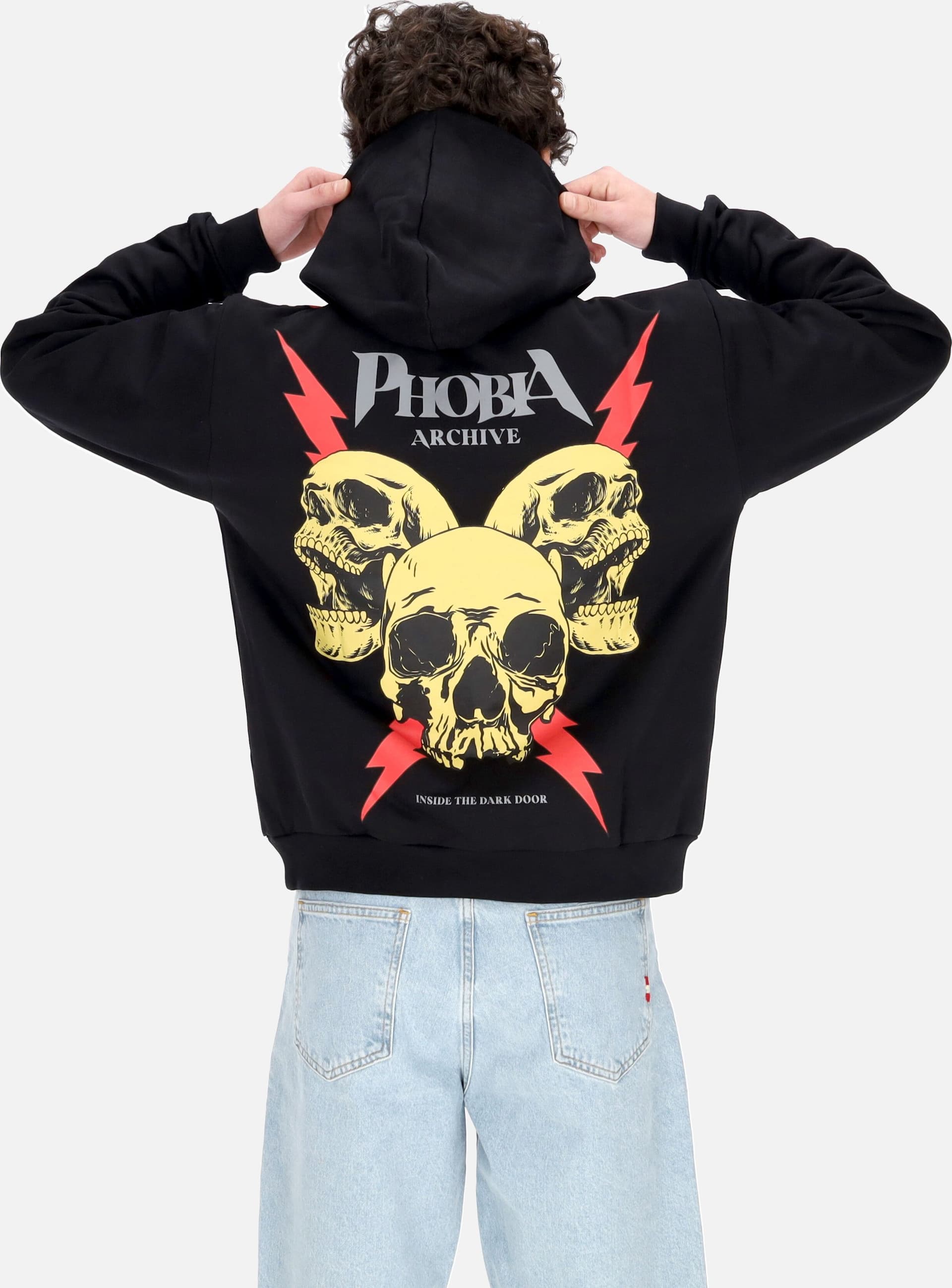 PHOBIA Felpa Leggera Cappuccio Uomo Screaming Skulls Print Hoodie Black/red da uomo in Felpe con cappuccio Drestige - Casamassima, commercioVirtuoso.it