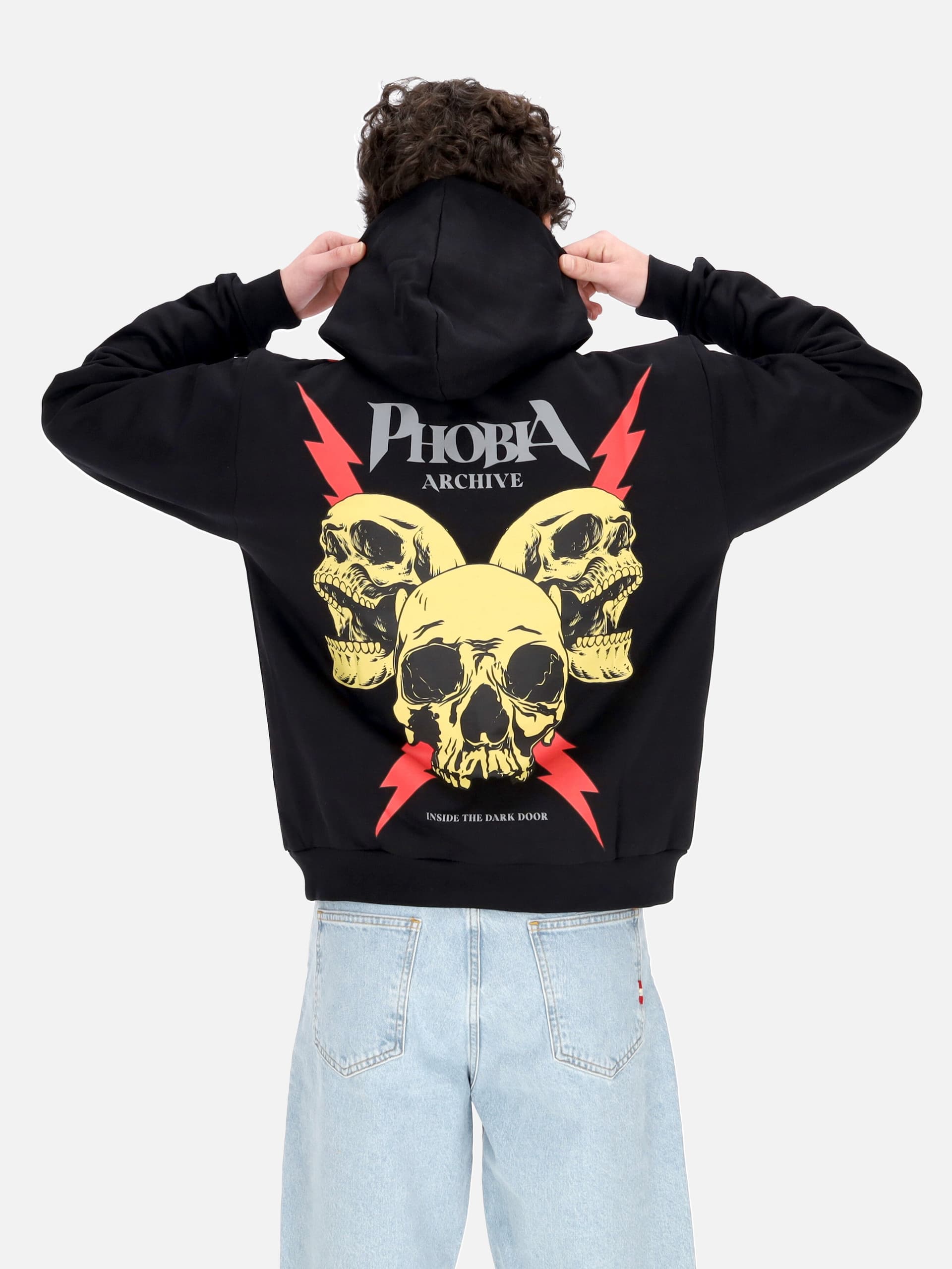 PHOBIA Felpa Leggera Cappuccio Uomo Screaming Skulls Print Hoodie Black/red da uomo in Felpe con cappuccio Drestige - Casamassima, commercioVirtuoso.it