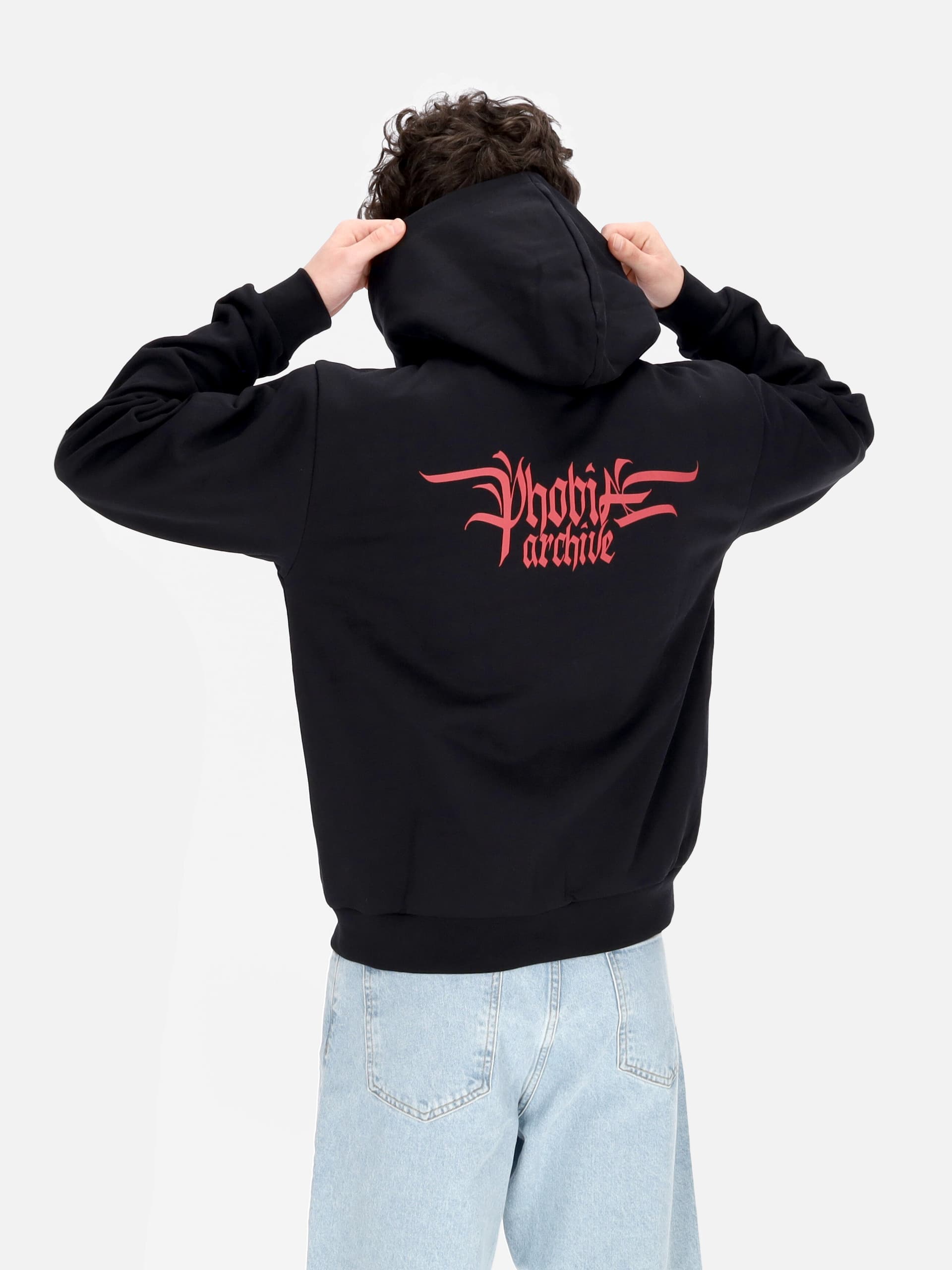 PHOBIA Felpa Leggera Cappuccio Uomo Triple Skull Print Hoodie Black/red da uomo in Felpe con cappuccio Drestige - Casamassima, commercioVirtuoso.it