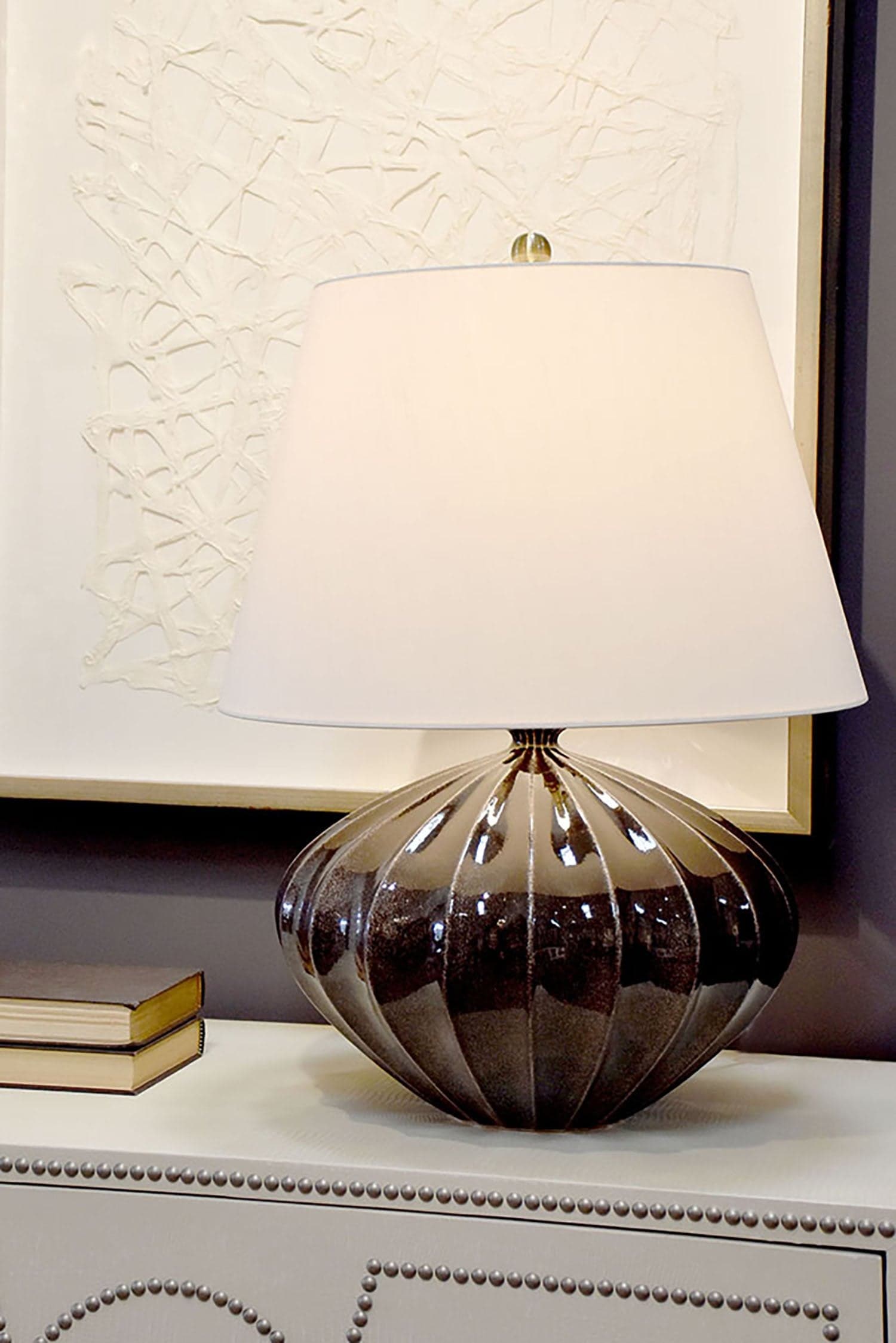 Lampada Da Scrivania Contemporanea Rib Pumpkin Porcellana Nero 1 Luce E27 in Lampade da lavoro LuceArt - Montecorvino Pugliano, commercioVirtuoso.it