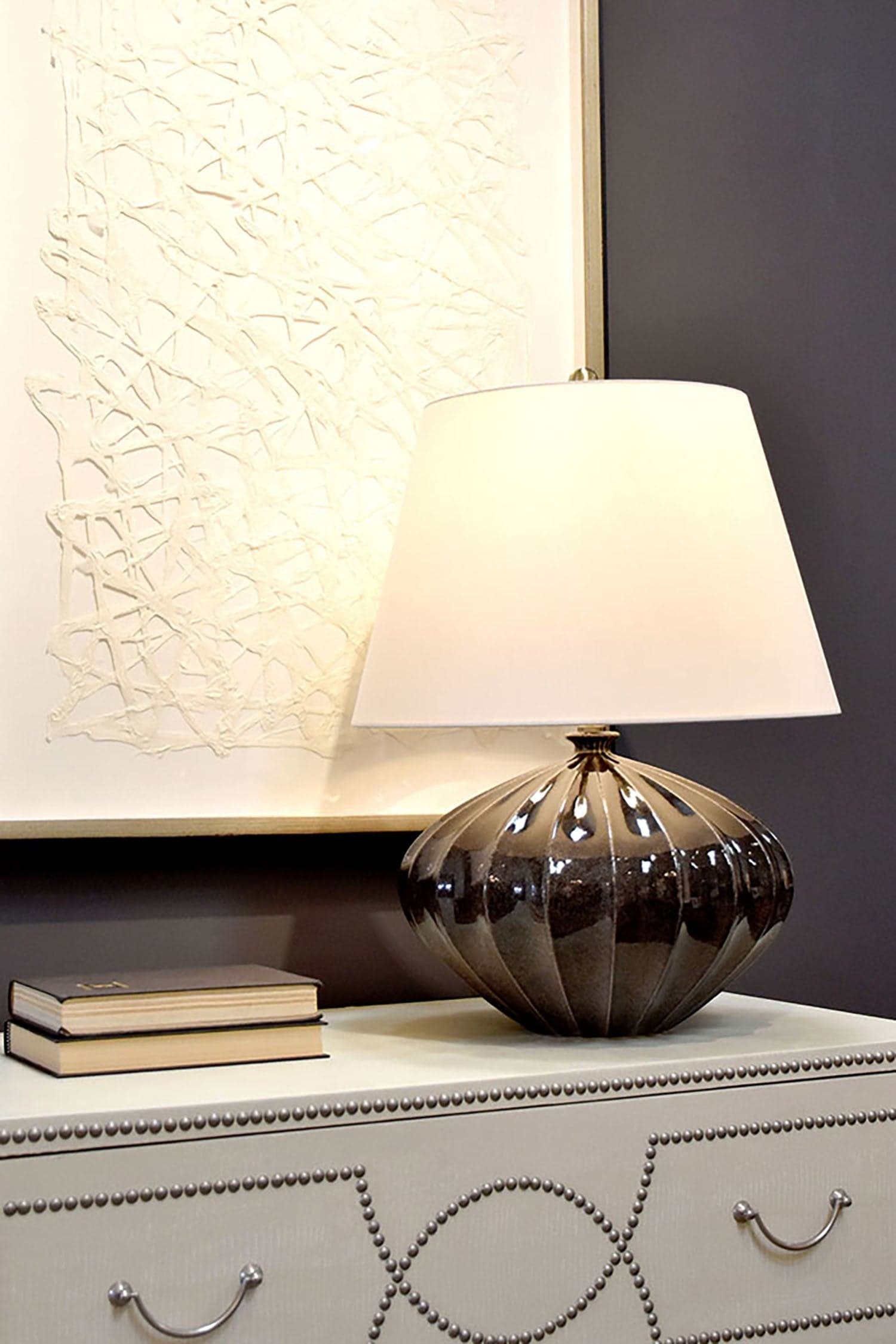 Lampada Da Scrivania Contemporanea Rib Pumpkin Porcellana Nero 1 Luce E27 in Lampade da lavoro LuceArt - Montecorvino Pugliano, commercioVirtuoso.it