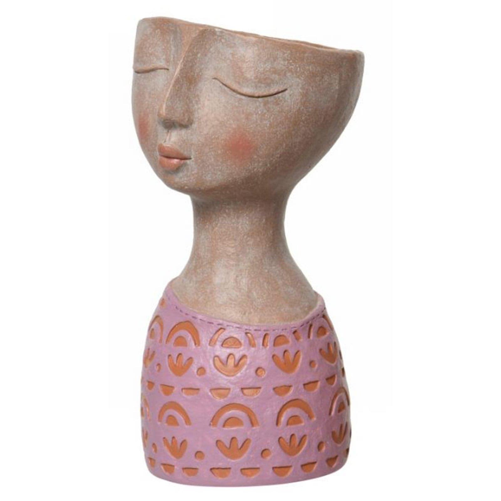 Porta vaso "Visage" in Poliresina, color terracotta, da 14.8 x 15.6 x 28 cm - 4