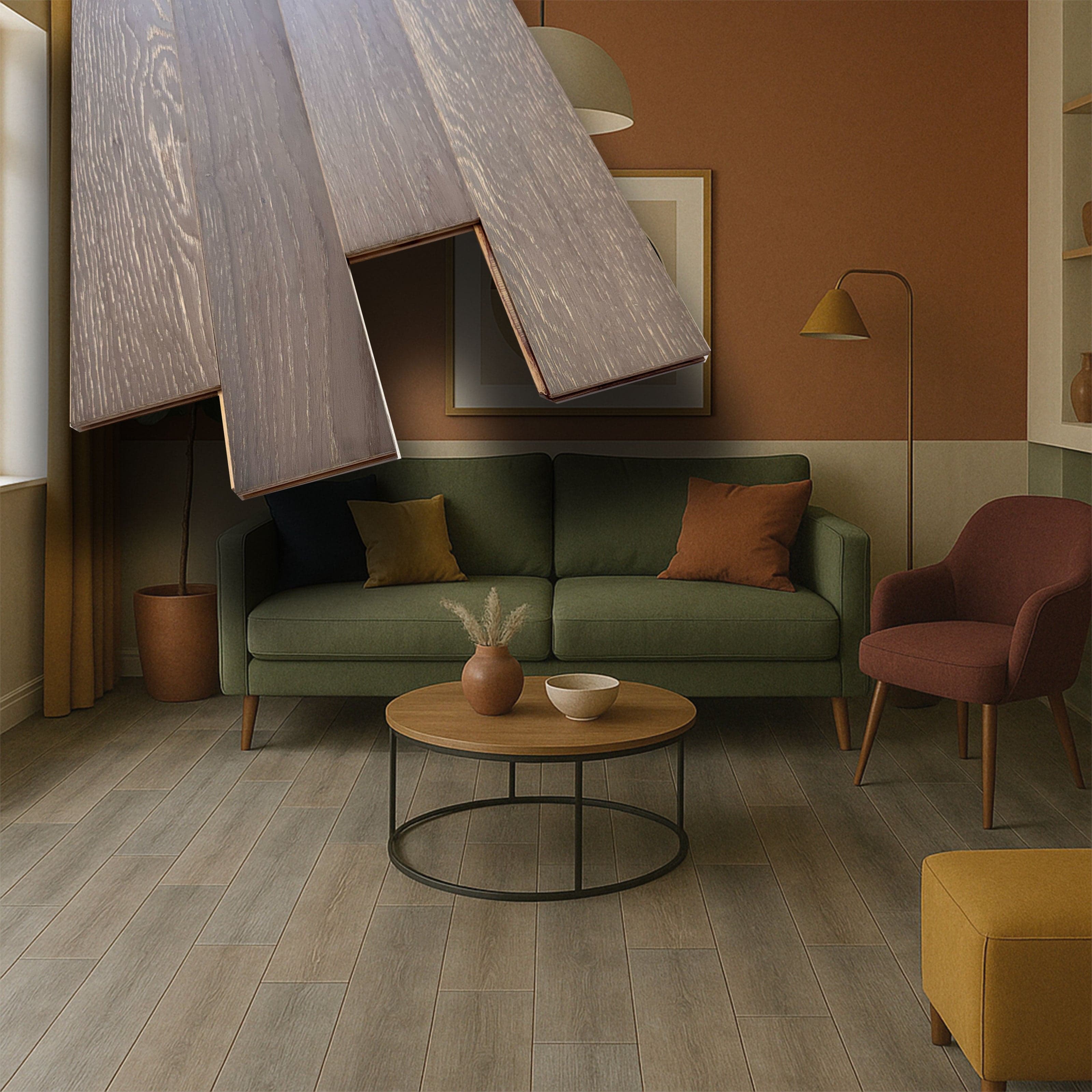 €24,99MQ *MEGA STOCK* Lotto da 28mq di parquet prefinito ROVERE LUNA 12x90x600mm (3 nobile) decapato, spazz, bisell.