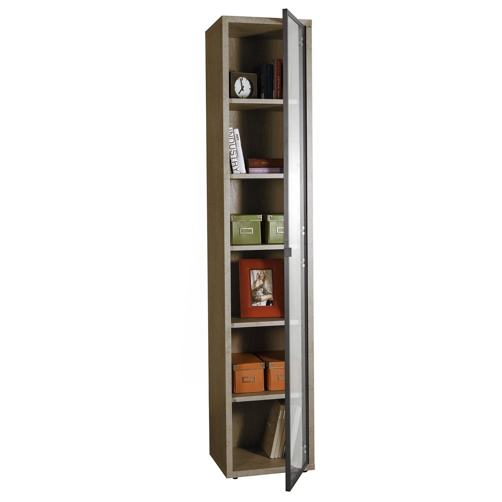Libreria stretta con anta in vetro da ufficio e cameretta arredamento "Made in Italy" in Librerie Decor Space - Altamura, commercioVirtuoso.it