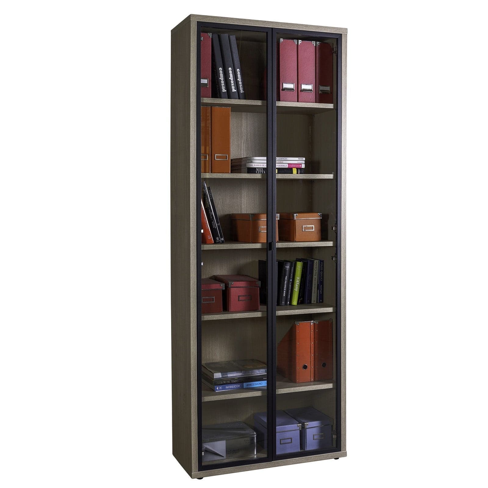 Libreria larga con 2 ante in vetro da ufficio e cameretta arredamento "Made in Italy" Casa e cucina/Arredamento/Studio/Mobiletti e credenze/Librerie Decor Space - Altamura, Commerciovirtuoso.it