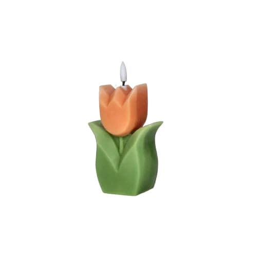 Brandani Candela LED Tulipano 15cm in Paraffina colore arancio