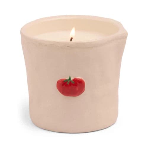 Candela in ceramica con decorazione a pomodoro in rilievo, formato Bistro 8oz/226g - Confezione regalo a tema pomodoro in Autocategorizzazione Più Di Più Ideas - Casalnuovo di Napoli, commercioVirtuoso.it