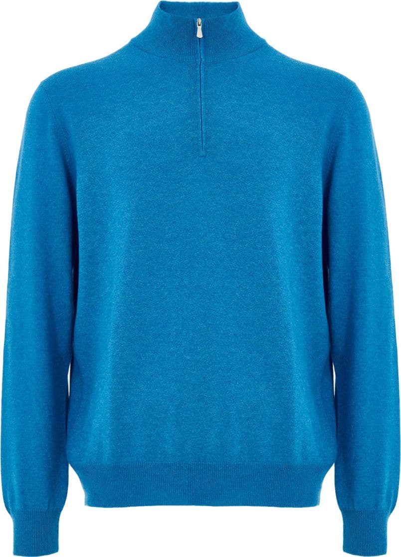 Gran Sasso Maglione Lupetto con Mezza Zip in Lana Azzurro da uomo in Maglioni Drestige - Casamassima, commercioVirtuoso.it