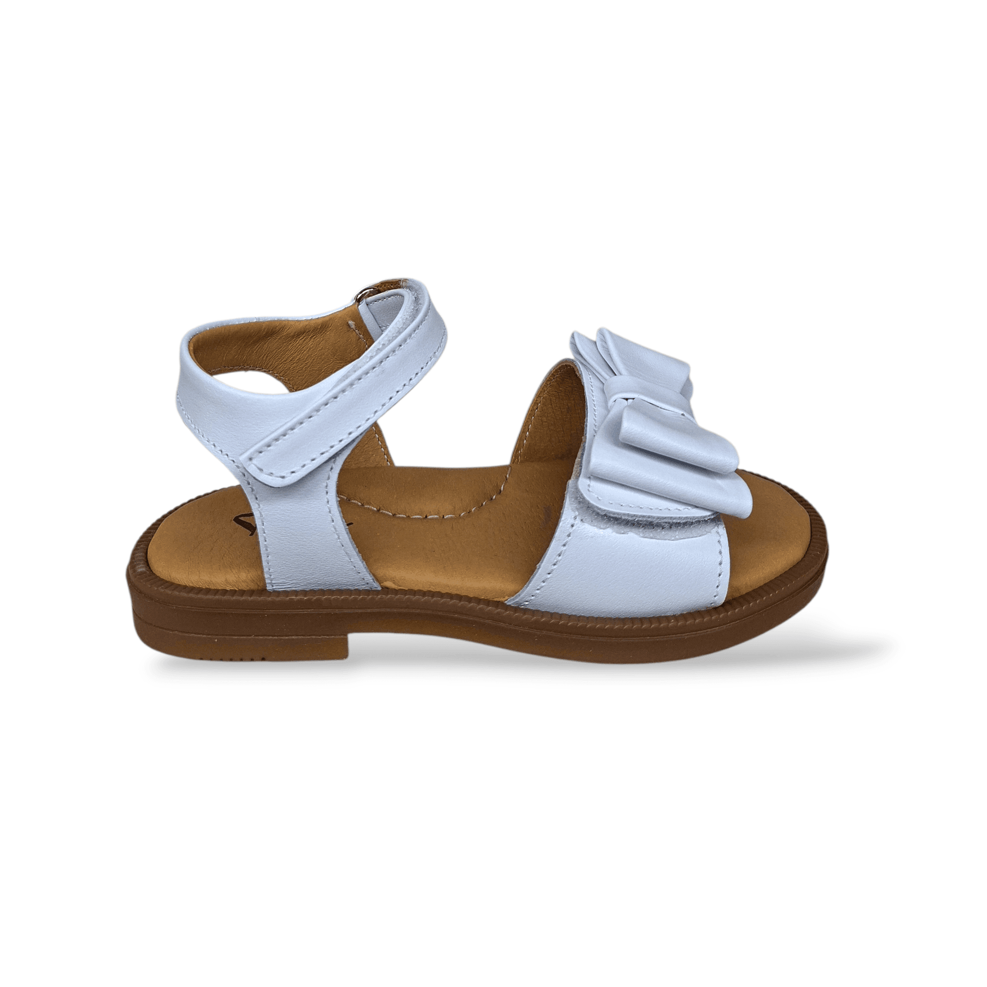 Sandali Bambina Eleganti Cerimonia Platis P3254 Bianco Pelle Fiocco Velcro Comunione - 6