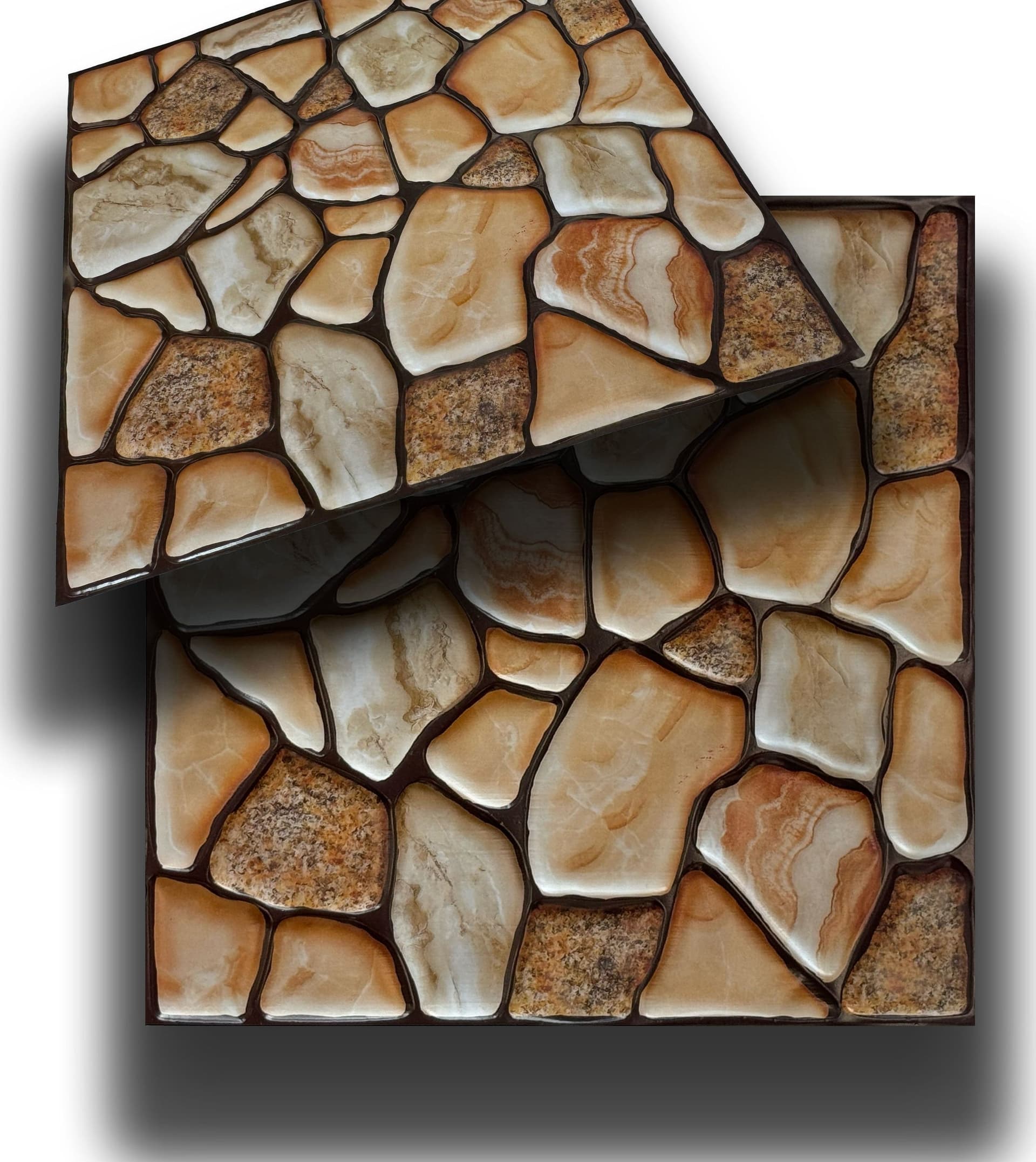 Piastrelle 3D a rilievo AUTOADESIVE in PVC 30x30cm Pietra, mattoni, marmo. Idrorepellenti - 12
