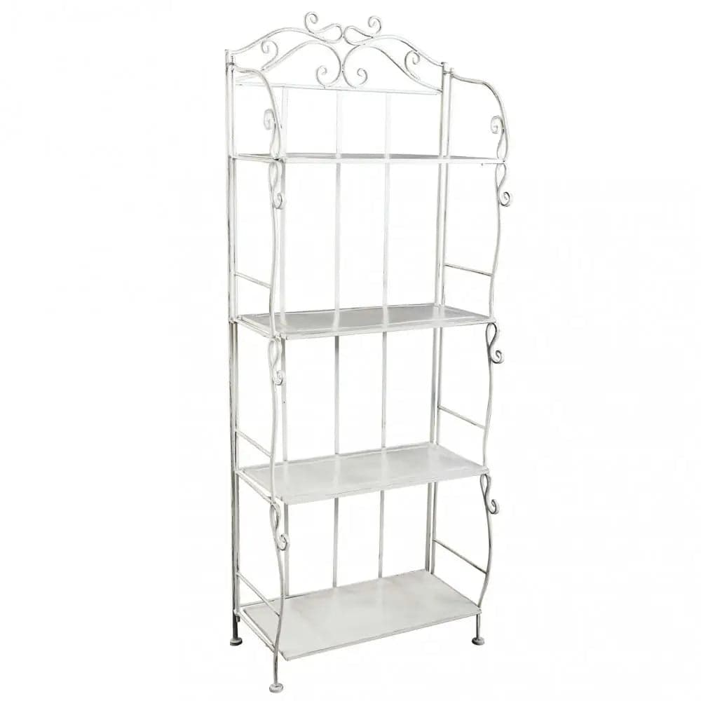 Scaffale Da Terra Stile Provenzale Ferro Bianco Intagliato 4 Ripiani in Librerie Shopbagno.it - Roma, commercioVirtuoso.it
