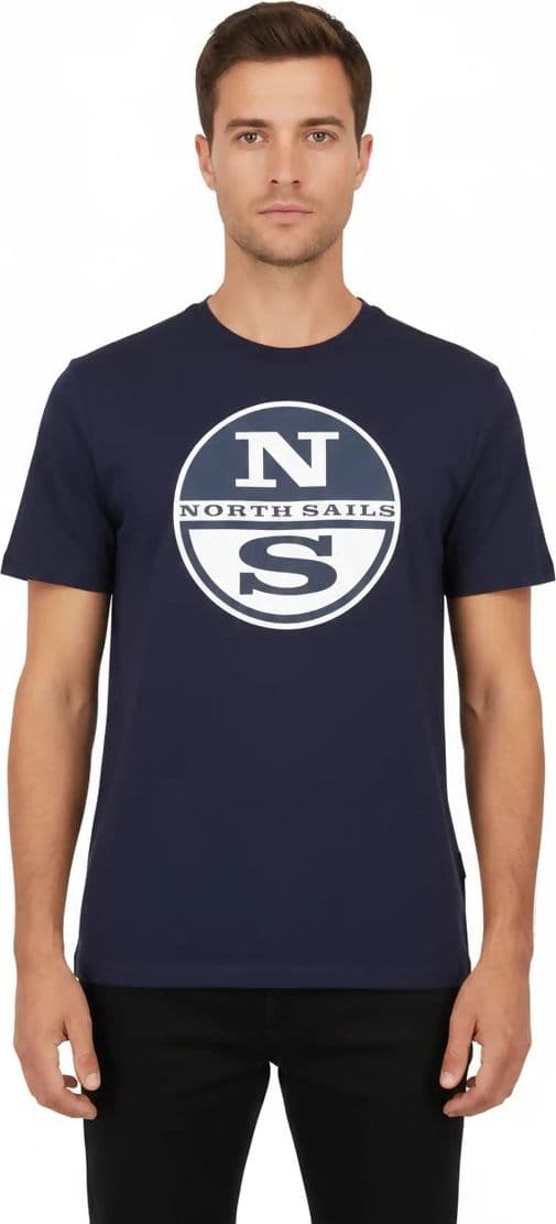Maglietta North&Sails uomo estiva con logo frontale grande, 100% cotone, manica corta girocollo in T-shirt Loweconomy - Marineo, commercioVirtuoso.it