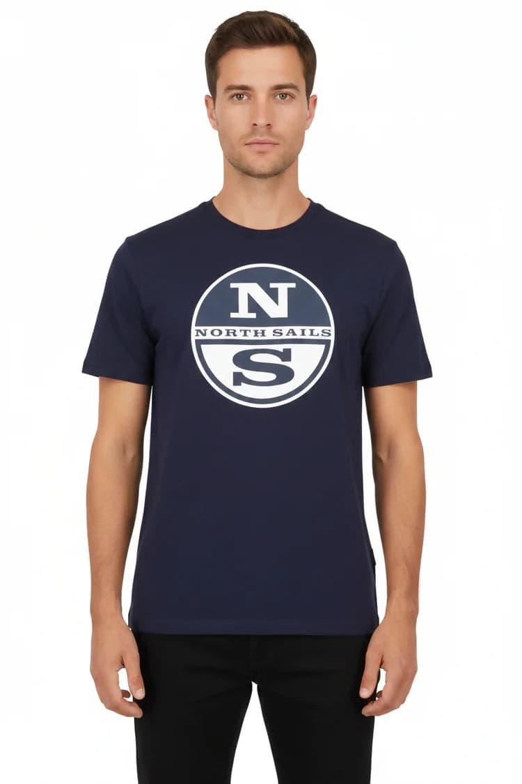 Maglietta North&Sails uomo estiva con logo frontale grande, 100% cotone, manica corta girocollo in T-shirt Loweconomy - Marineo, commercioVirtuoso.it