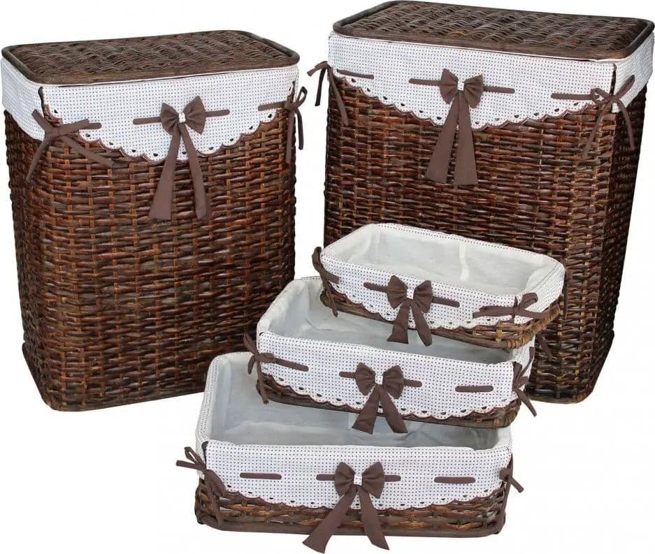 Set di 5 Cesti Porta Biancheria Rattan e Tessuto in Ceste per la biancheria Shopbagno.it - Roma, commercioVirtuoso.it