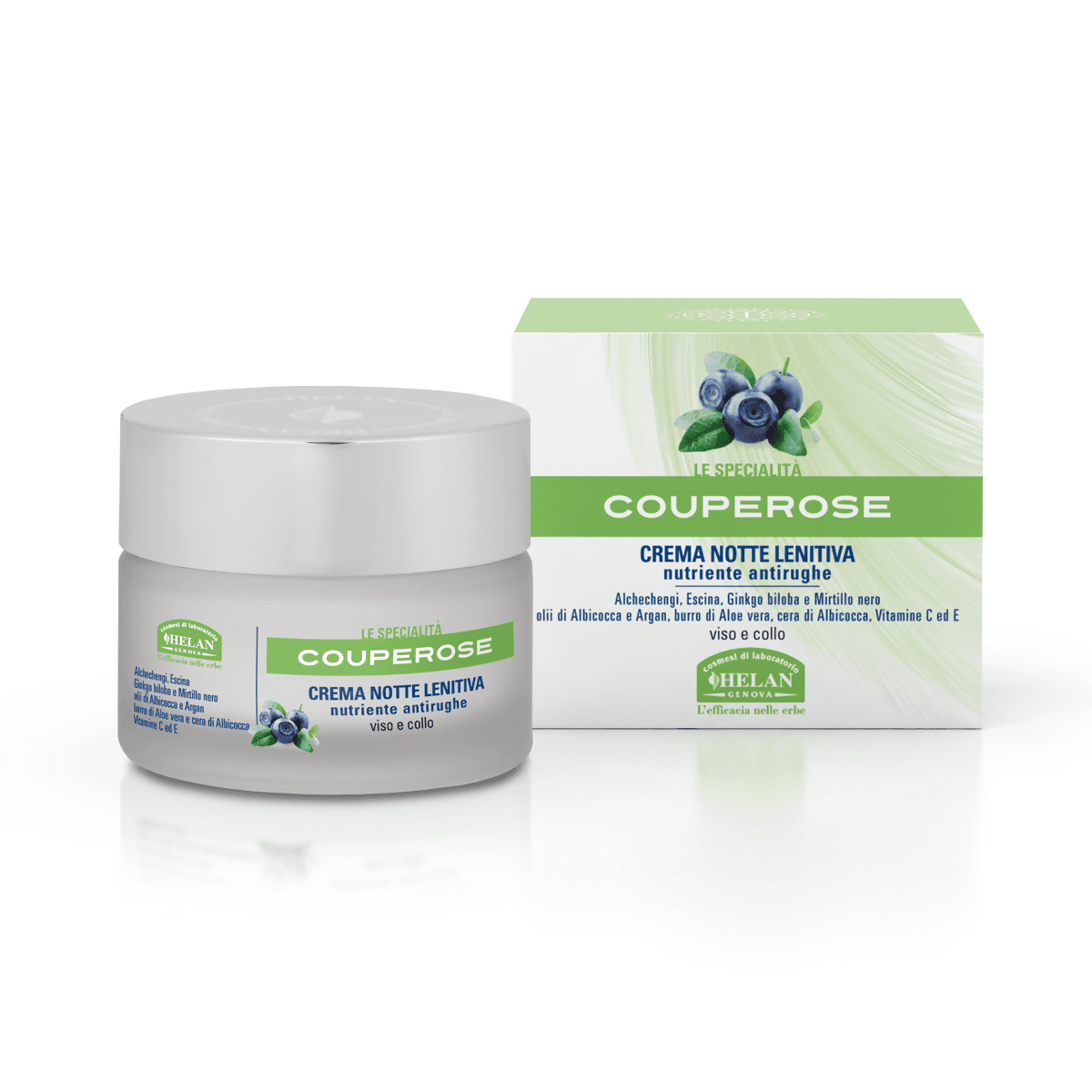 Helan couperose crema notte lenitiva formula delicatamente generosa, nutriente e antirughe per viso e collo - vasetto da 50ml