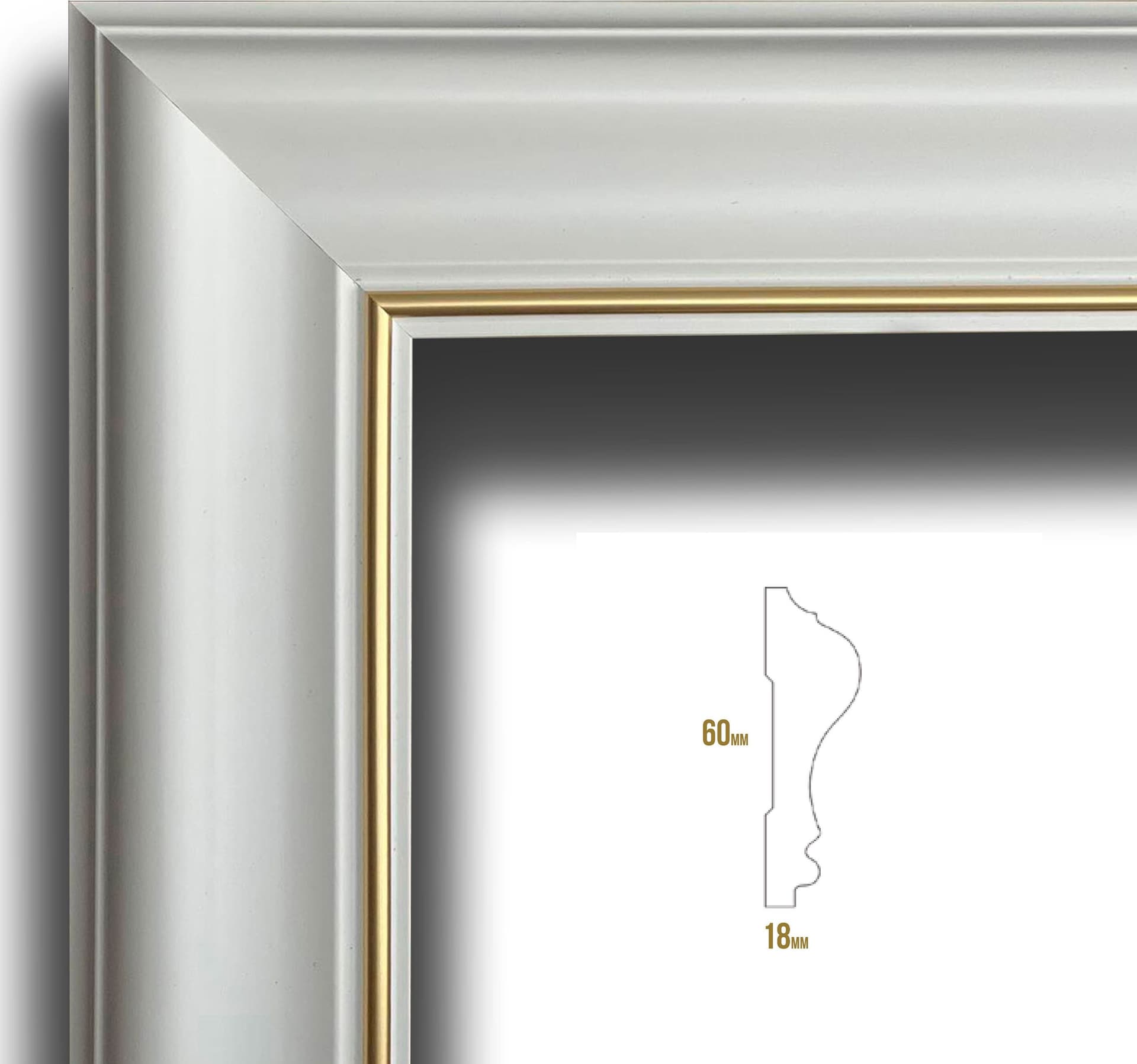 Cornice Bugna Preassemblata per Boiserie in polimeri linea GOLD (filo oro) bianco Avorio 9010 varie dimensioni - 12