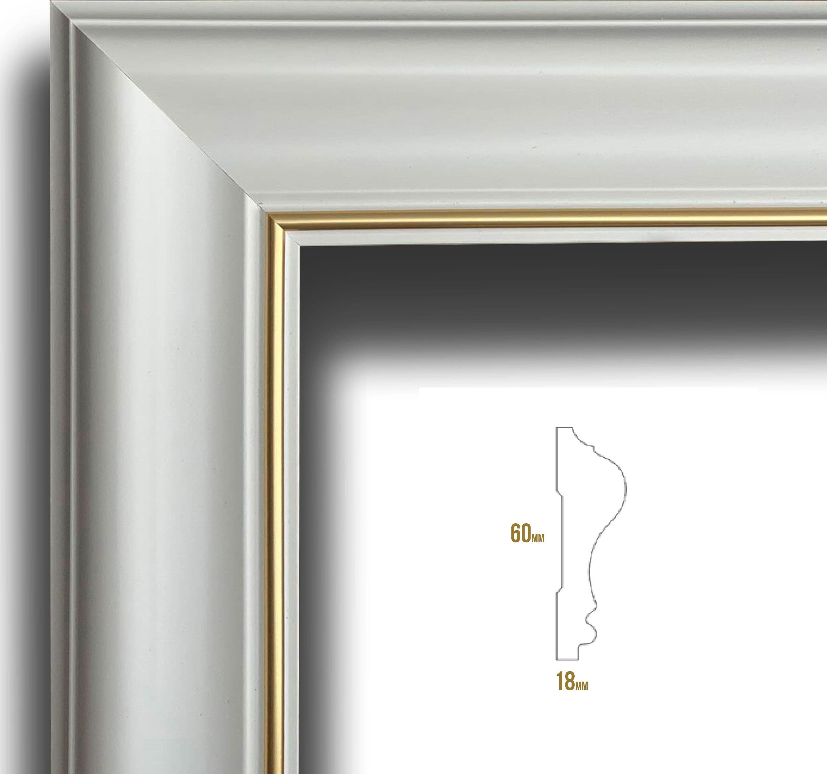 Cornice Bugna Preassemblata per Boiserie in polimeri linea GOLD (filo oro) bianco Avorio 9010 varie dimensioni - 12