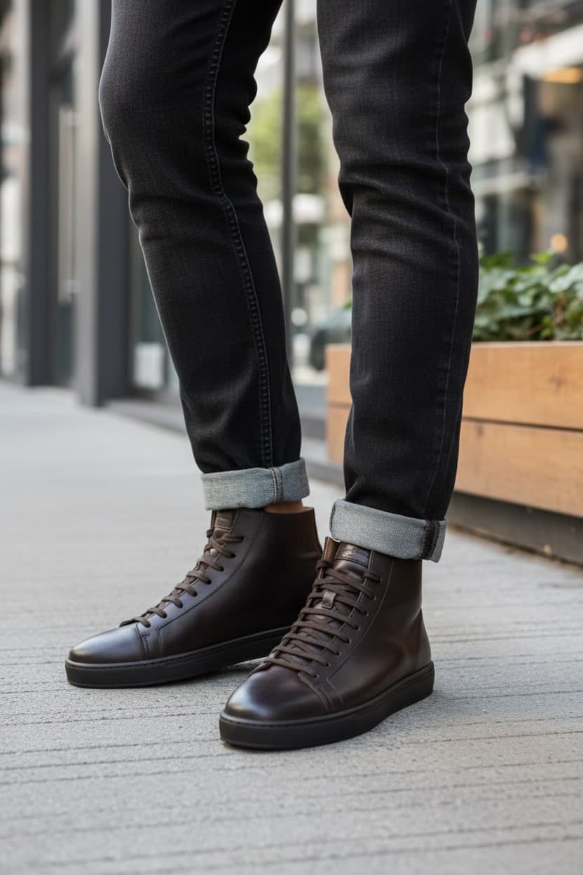 Scarpa Santoni Uomo - Sneacker Alte in Pelle in Comfort Couture - Sestu, commercioVirtuoso.it